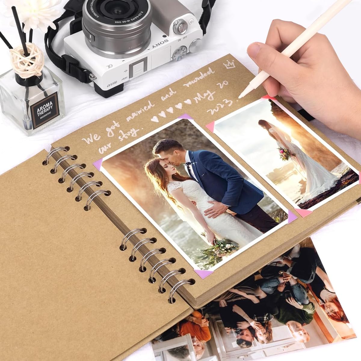 HASTHIP Scrapbook Album for DIY Memories with Ribbon Tie Closure and 8x8 in 60 Pages | 2PCS