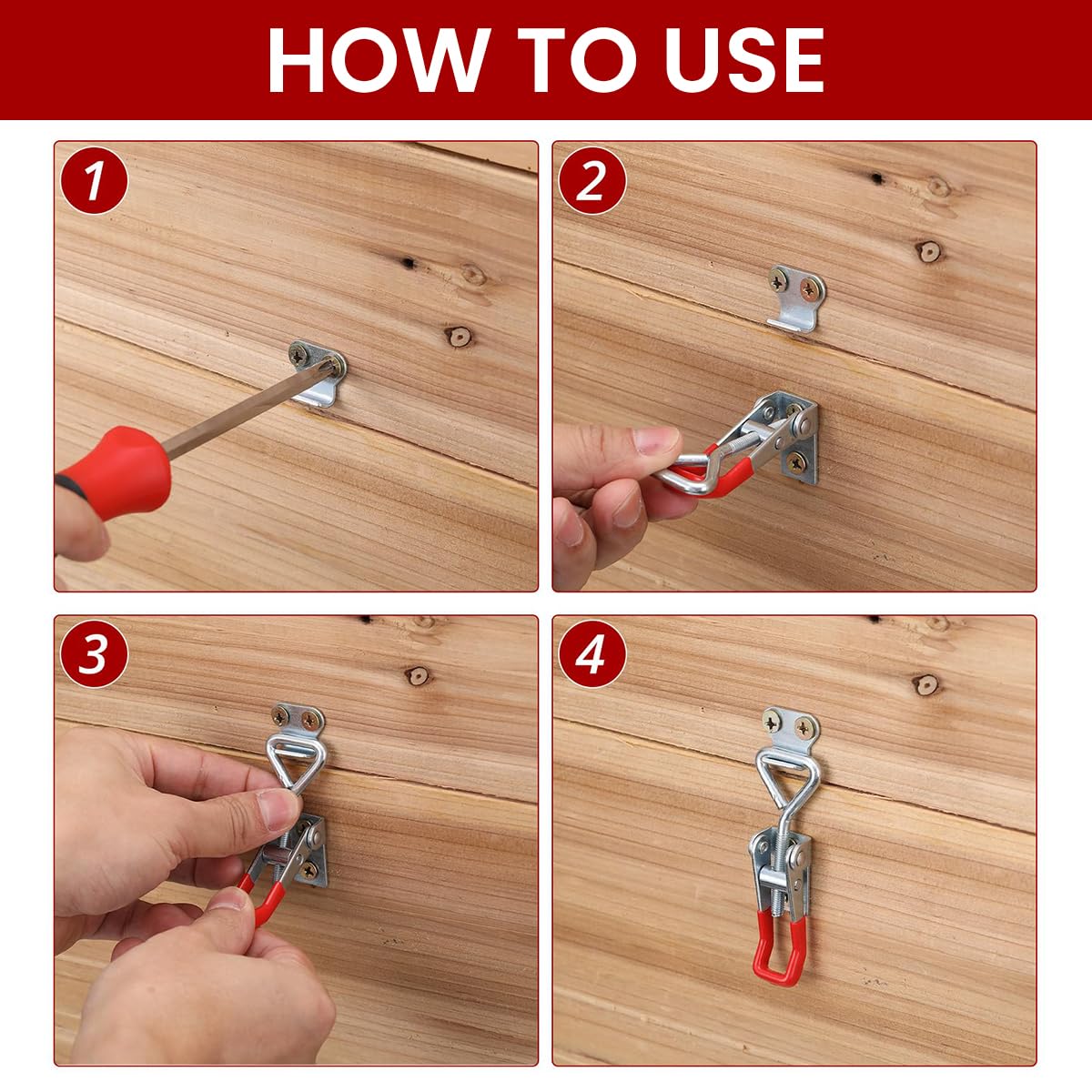 Serplex Toggle Clamp Combo for Cabinet and Toolbox with 330lbs Force featuring Lock Hole | Zinc-Plated Heavy Duty Clips
