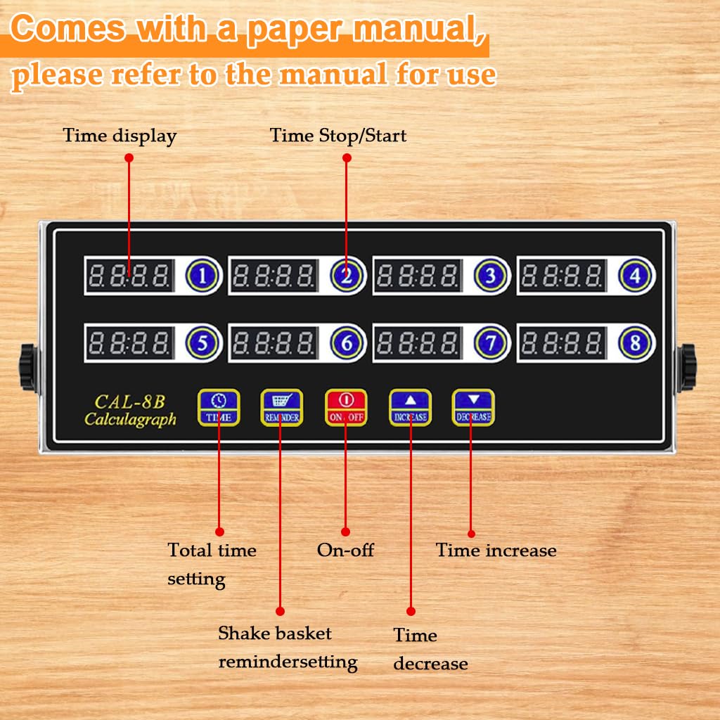 HASTHIP Commercial Kitchen Timer for Restaurants with 8 Channel Display and Loud Alarm | Programmable Cooking Reminder