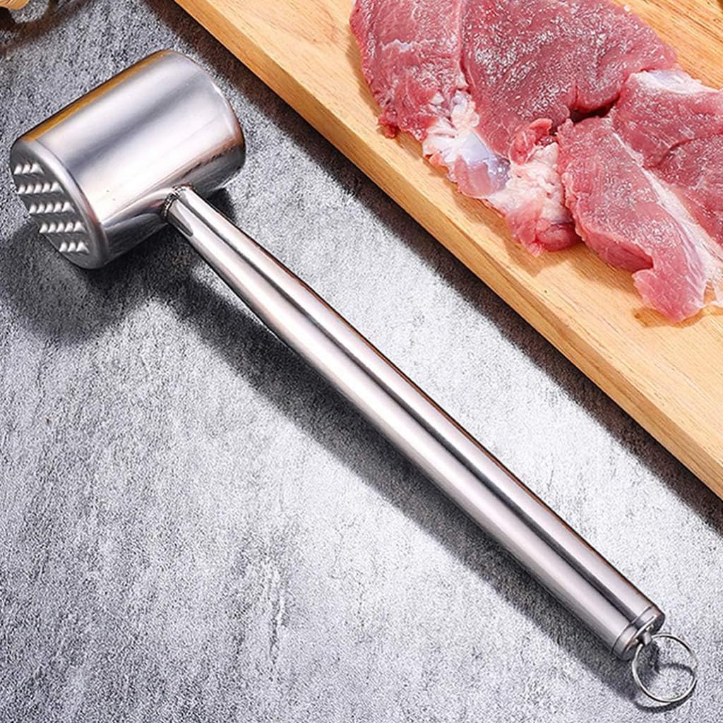 Supvox® Kitchen Meat Tenderizer 10.4 Inches Meat Pounder Food Grade 304 Stainless Steel Meat Tenderizer Hammer Meat Pounder for Chicken Breast, Meat, Pork