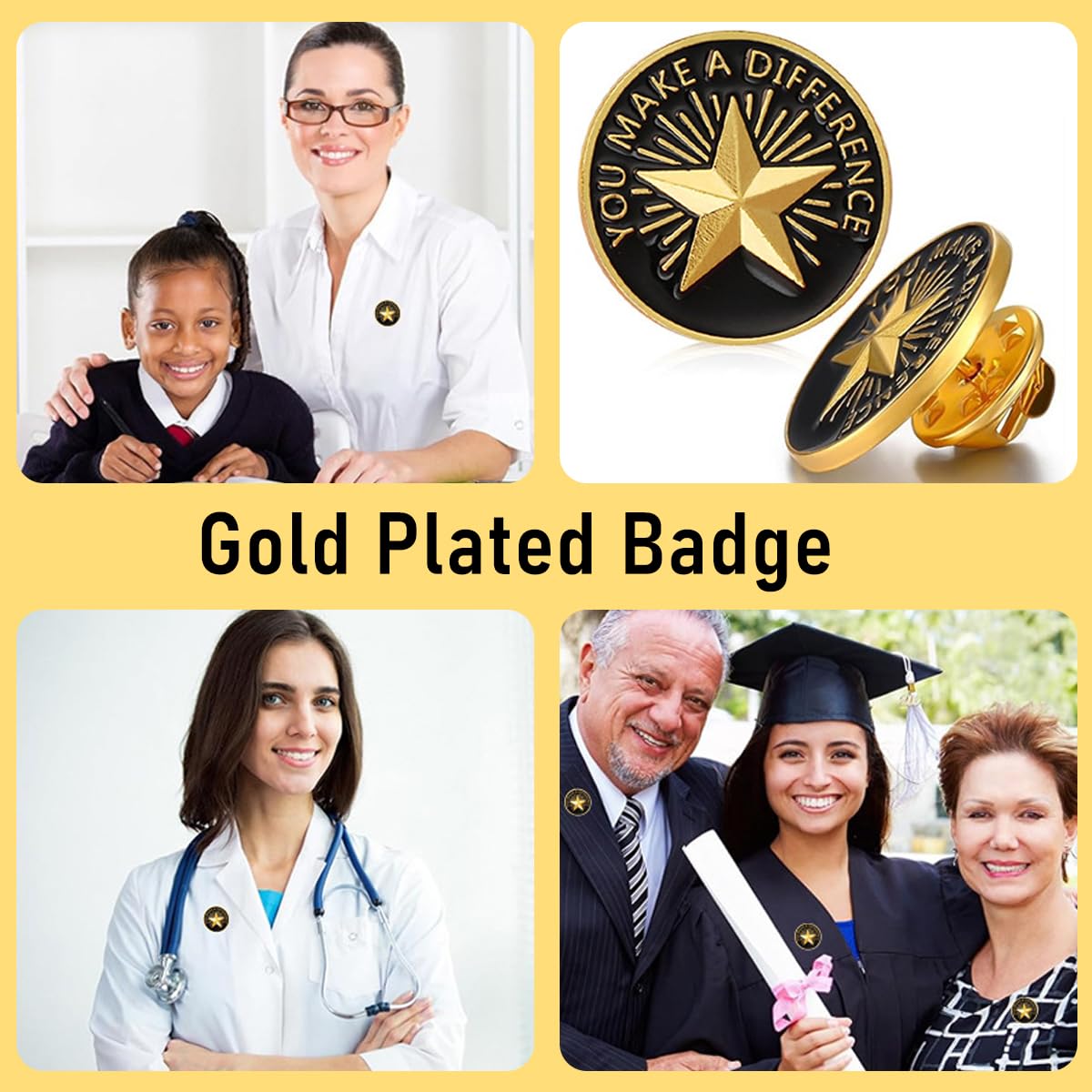 SANNIDHI Enamel Pins for Employee Recognition featuring Gold Plated Star Design | 10pcs Set