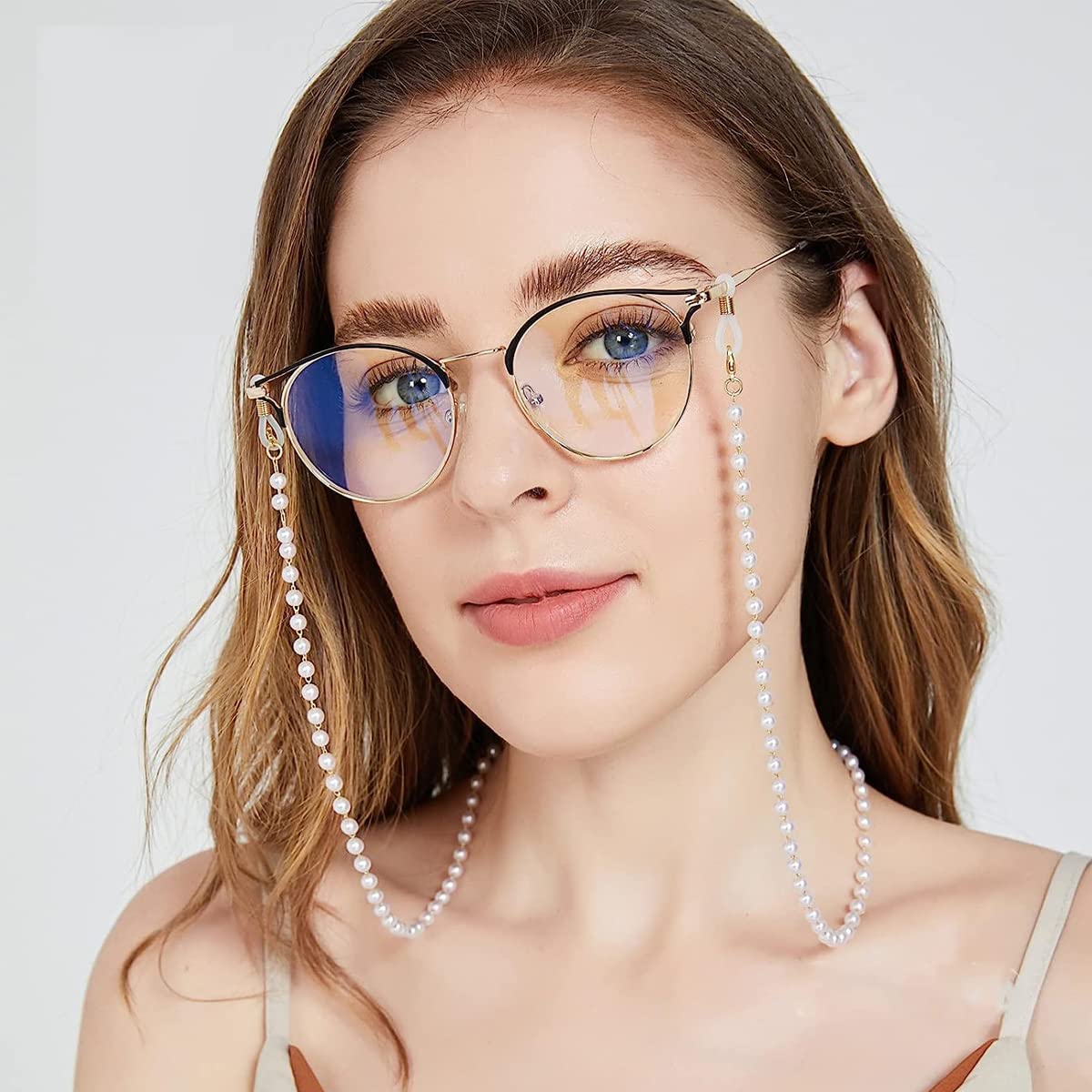 HASTHIP Eyeglasses Chain Hook Attachments for Glasses featuring Adjustable Metal Coil | 40pcs Silicone and Stainless Steel Ends 20x5mm