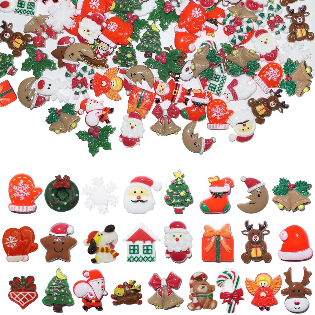Venzina Christmas Resin Charms for Home Decor featuring 100 Mini Flatback Ornaments | DIY Crafts