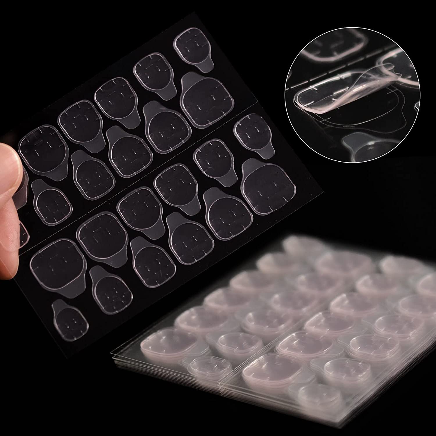 MAYCREATE Nail Adhesive Tabs for Press On Nails featuring 720 pcs double side jelly glue | transparent flexible design