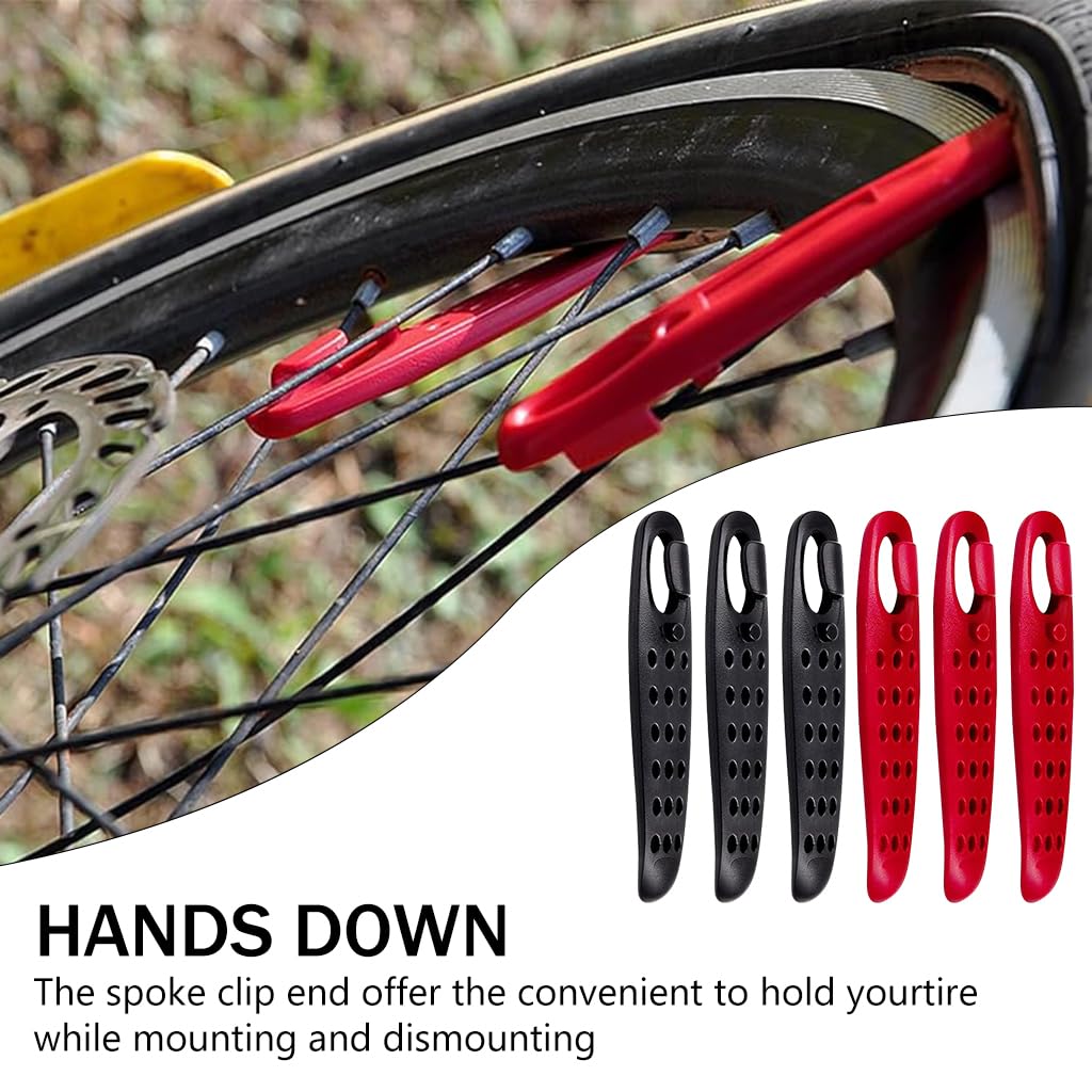 Proberos Bicycle Tyre Levers Set for Roadside Repair with Spoke Clip | 6Pcs 4.1in Plastic Tools