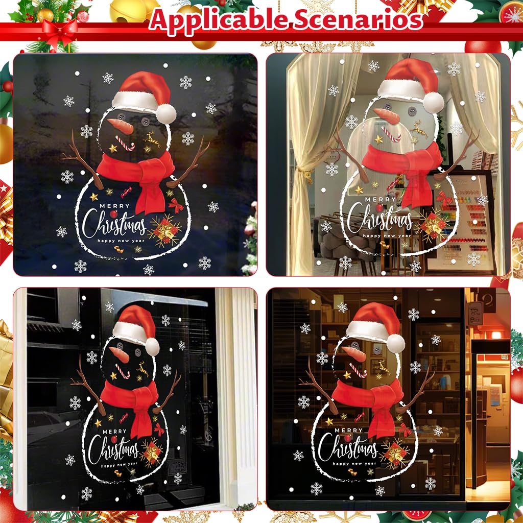HASTHIP Snowman Window Clings for Christmas Decorations with Static Cling 45x60cm | Reusable Glass Stickers