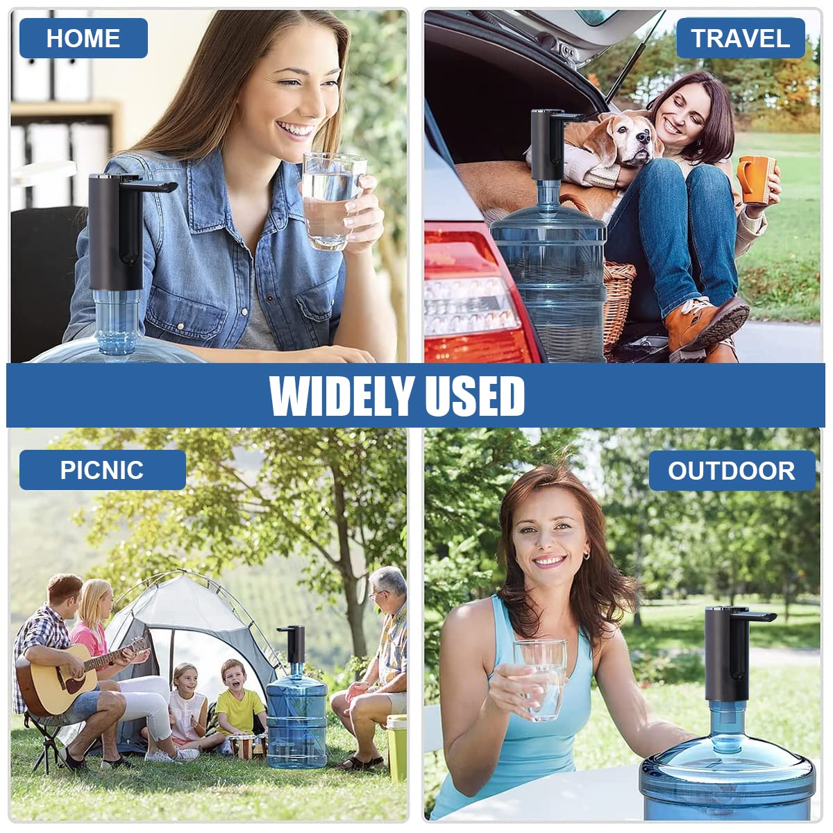 HASTHIP USB Electric Water Dispenser Pump for 1–5 Gallon Bottles with Fold Down Spout | 1200mAh Rechargeable Battery