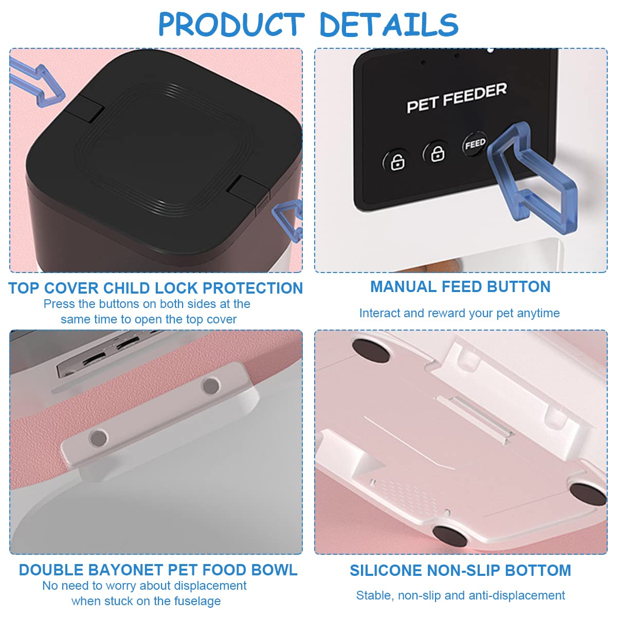 Qpets Automatic Pet Feeder with WiFi App Control and Portion Timer | 3L Plastic Dispenser