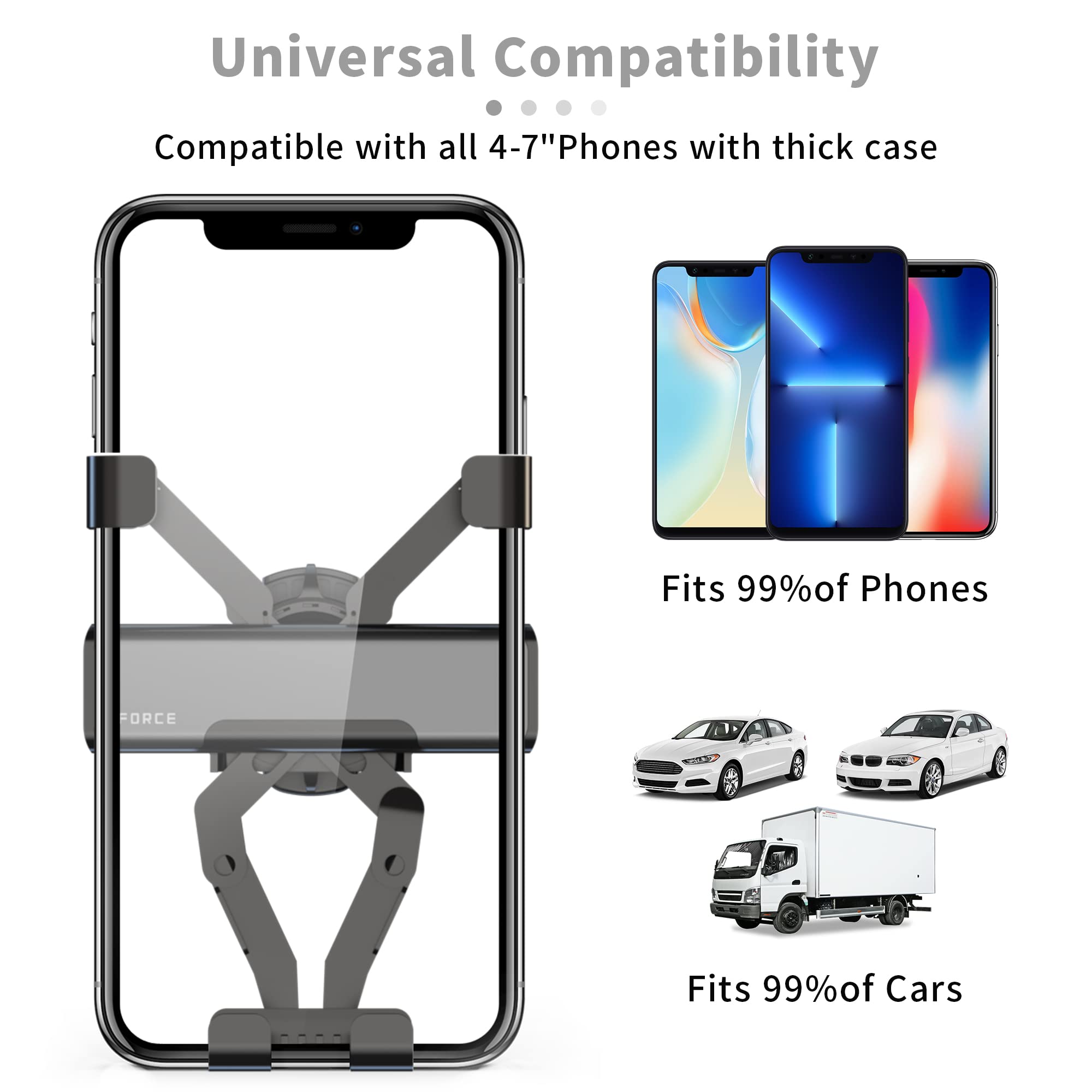 ZORBES Car Phone Holder for Air Vent with 360° Rotation and Auto Bouncing Claws | Metal Clip Base