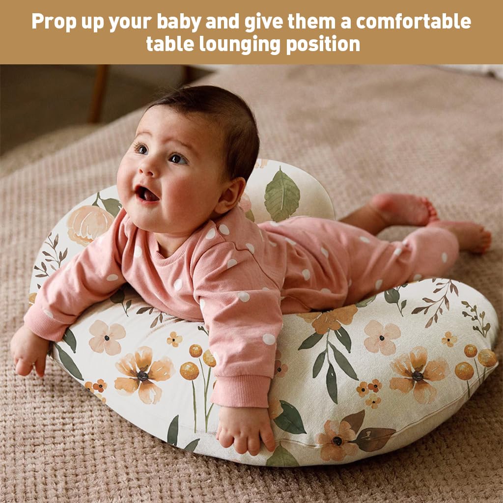 SNOWIE SOFT Baby Feeding Pillow for Breastfeeding with 50x50cm Wide Edge Support | Pure Cotton Cover for Mom and Newborn