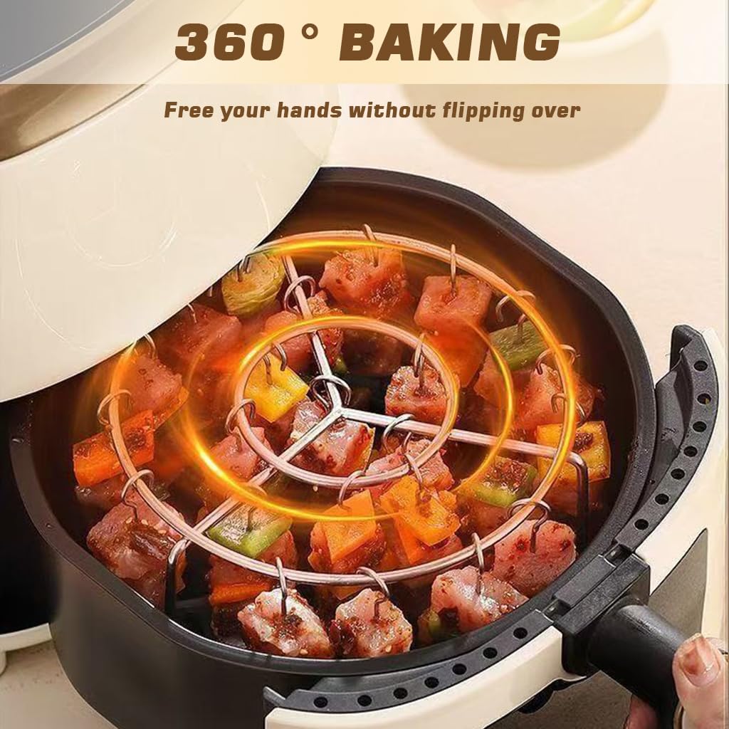 Supvox Round Kebabs Skewer Racks for Air Fryer with 30 Skewers featuring Hanging Stainless Steel Design