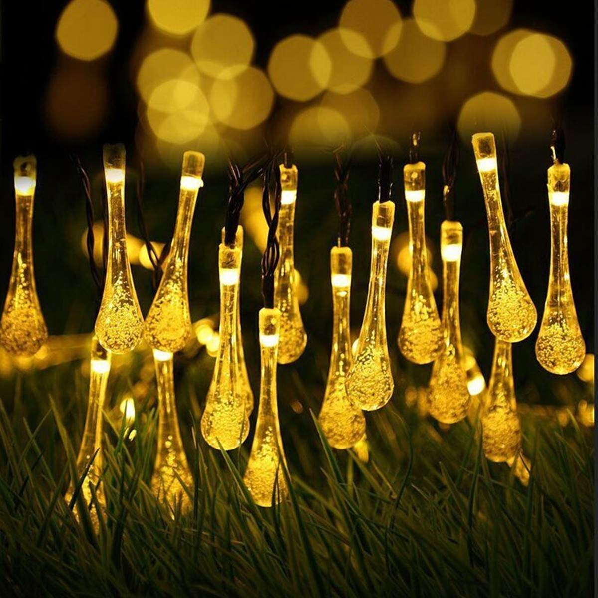 ELEPHANTBOAT® Solar String Lights, 21.3 Feet 30 LED Raindrop Solar String Fairy Lights, Waterproof Indoor/Outdoor Garden Solar Lights for Patio, Garden, Lawn, Party, Home, Holiday