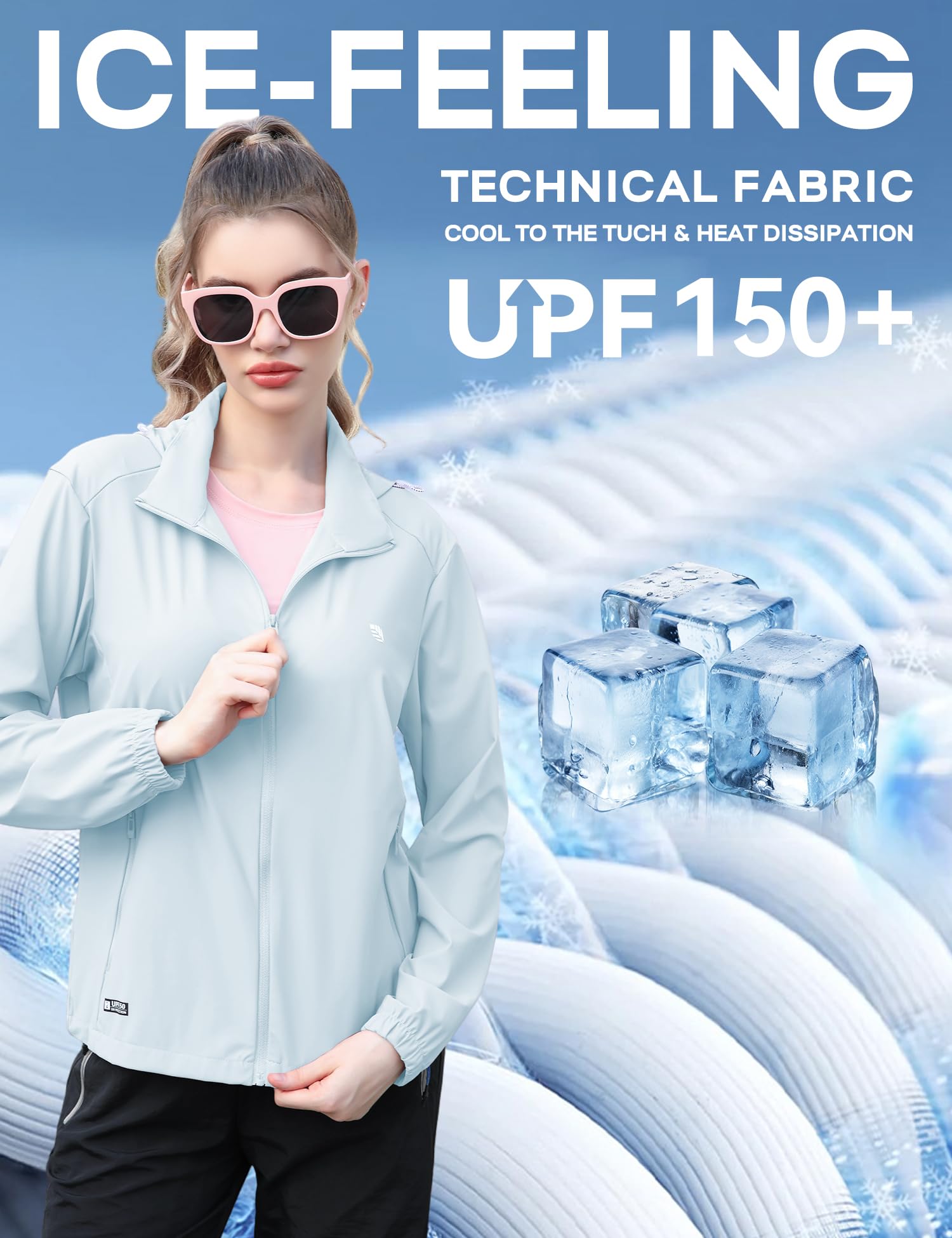Venzina Sun Jacket for Women with UPF 150+ Protection featuring Removable Hat & Zip Pockets