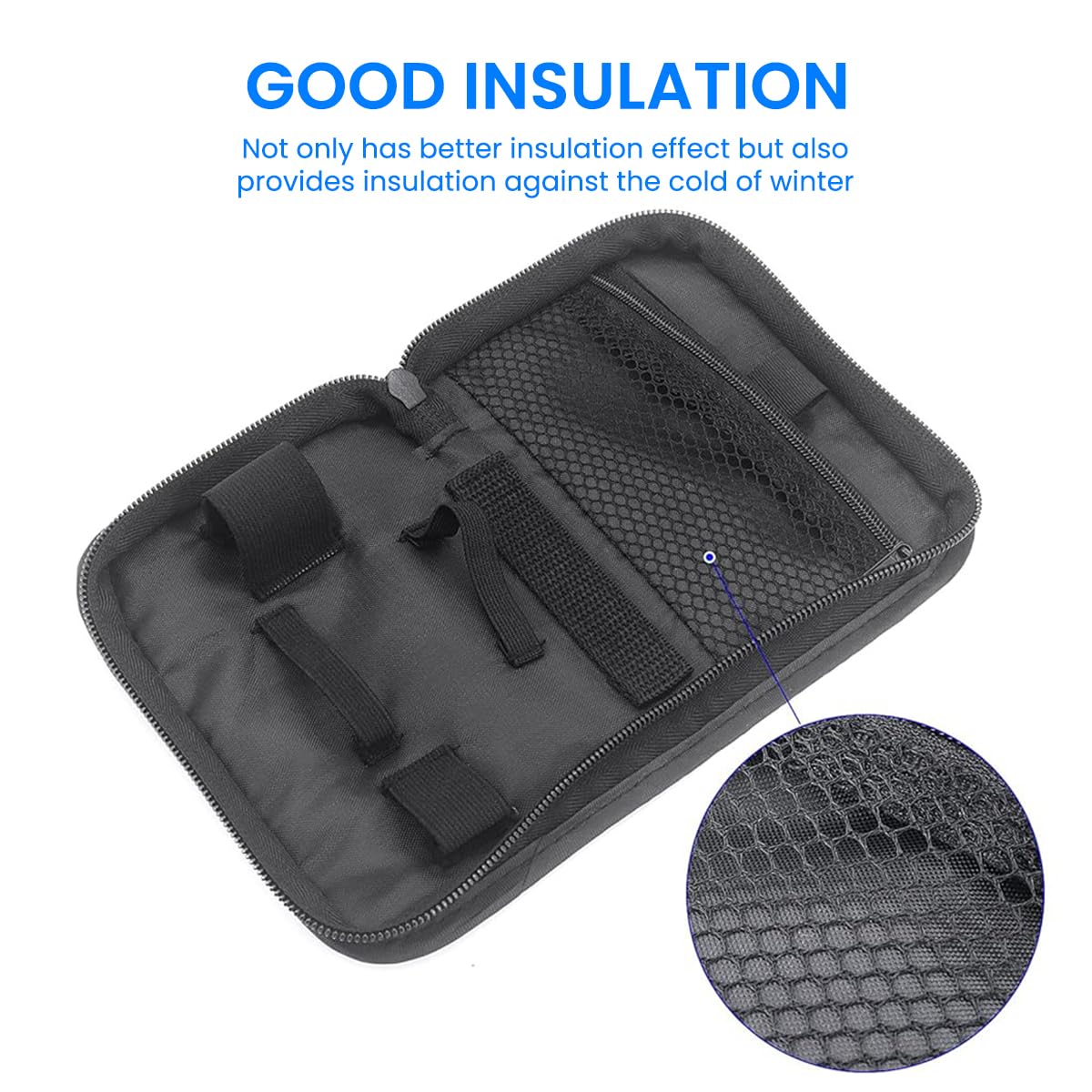HANNEA Travel Glucose Meter Storage Bag for Insulin with Zipper Closure 15.5x11.5cm Oxford Cloth Organizer