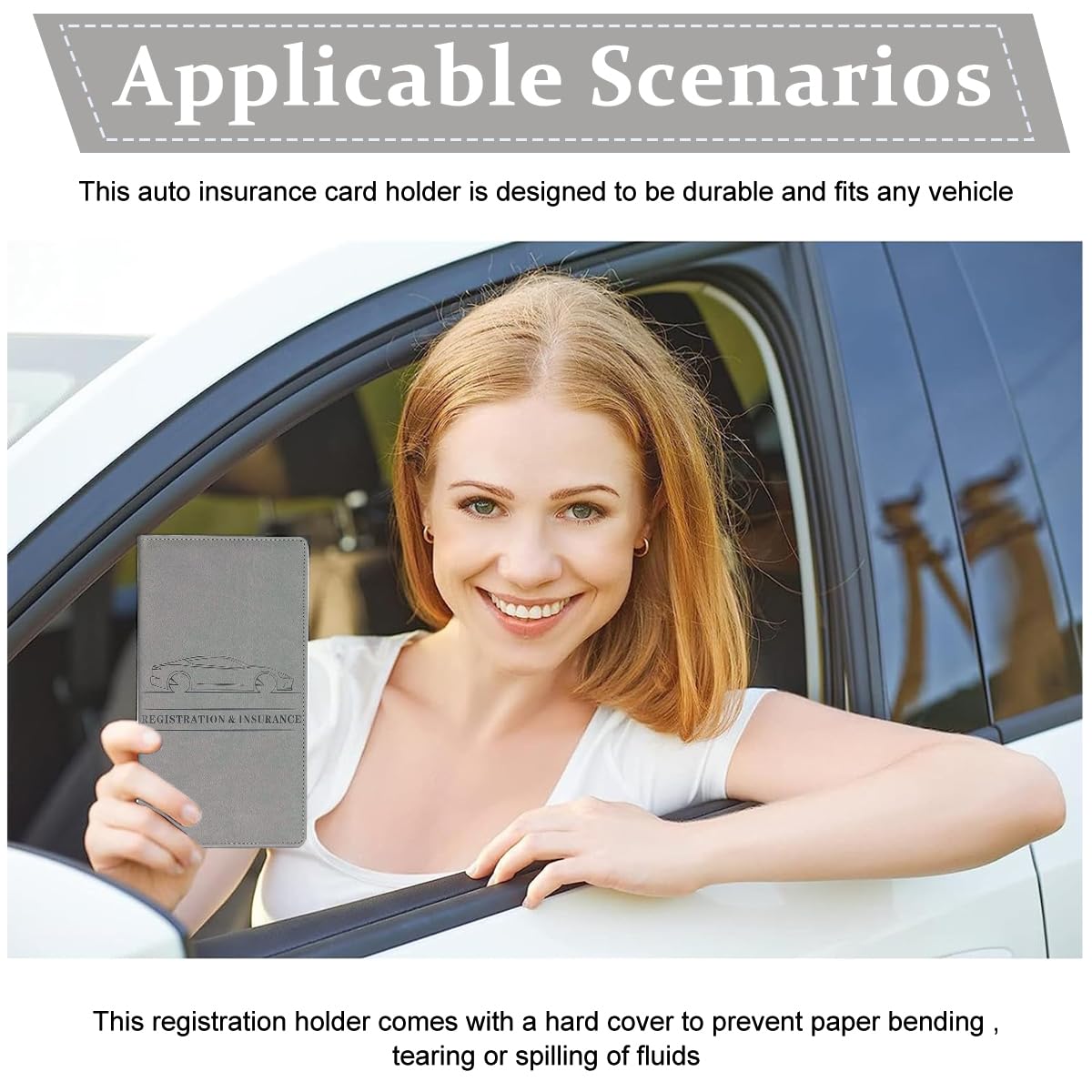 STHIRA Car Document Holder for Registration and Insurance with Bifold Design | 2 Pack PU Leather Organizer