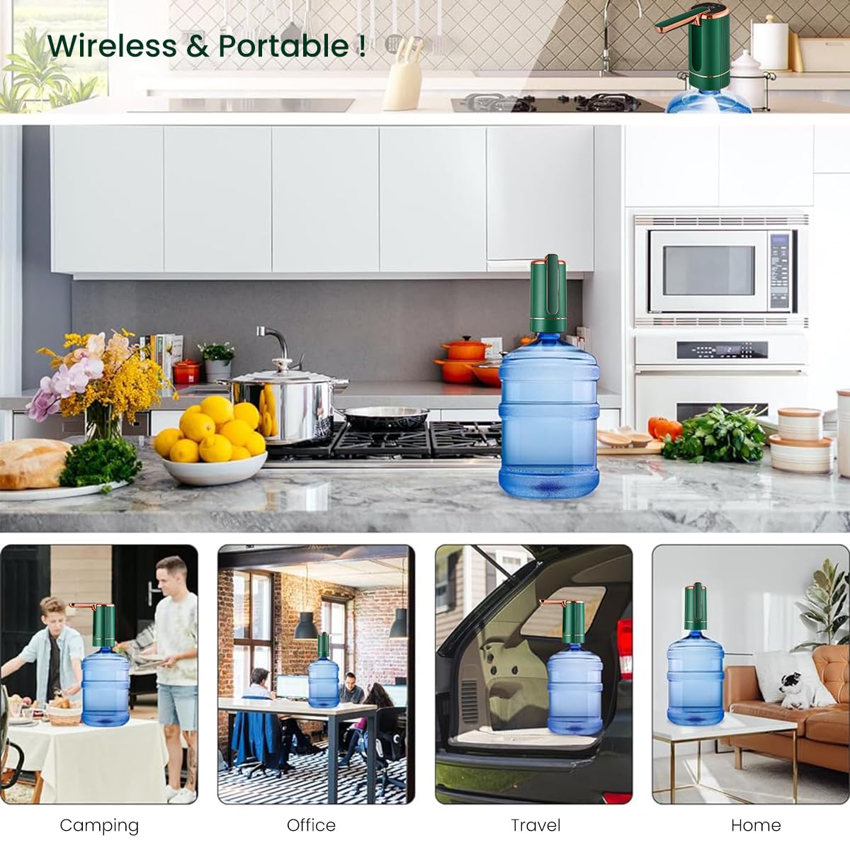 Automatic Water Dispenser Pump for 2–5 Gallon Bottles with 1200mAh USB Rechargeable Battery | Foldable Hygienic Design and Food Grade Silicone Hose