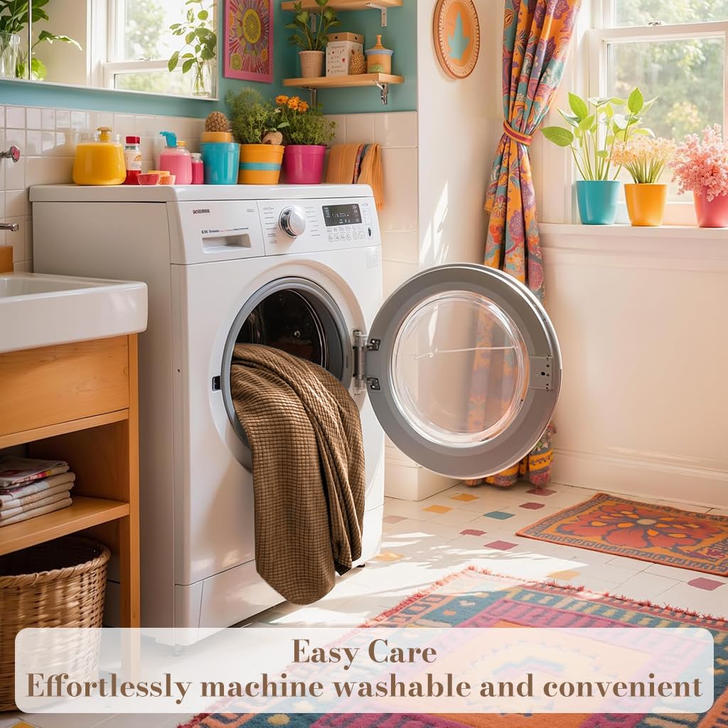 HASTHIP Sofa Seat Cushion Slipcover for 50–70cm Mats with Stretchy Slip‑On Fit | Brown Textured Cover