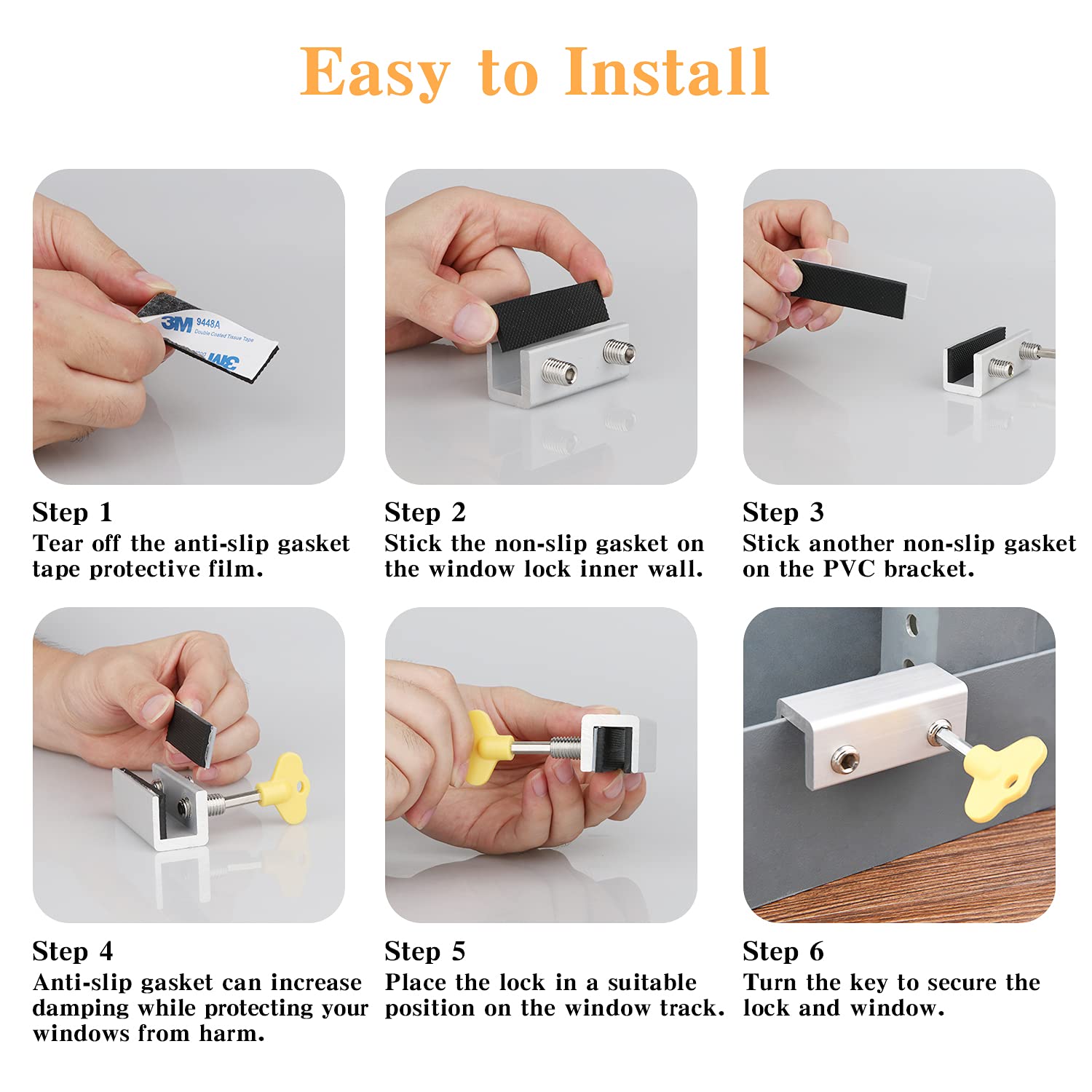 SNOWIE SOFT Sliding Window Locks for Security and Child Safety 4 Sets with Key | Aluminum