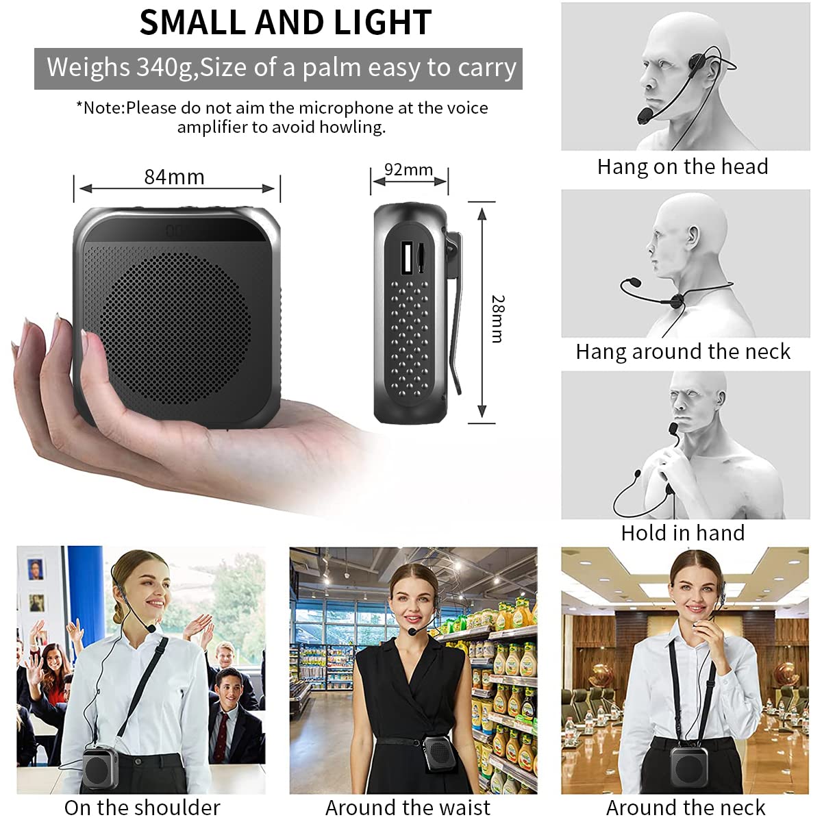 ZORBES Voice Amplifier for Teachers with 8W Output and 1800mAh Battery | Headset Mic Set