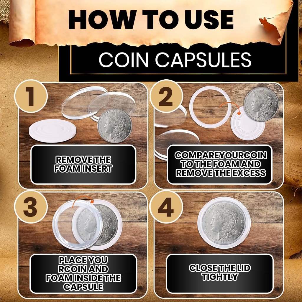 Climberty Coin Box for Collectors with 60 Pcs 17–40mm Capsules | Clear Plastic Organizer