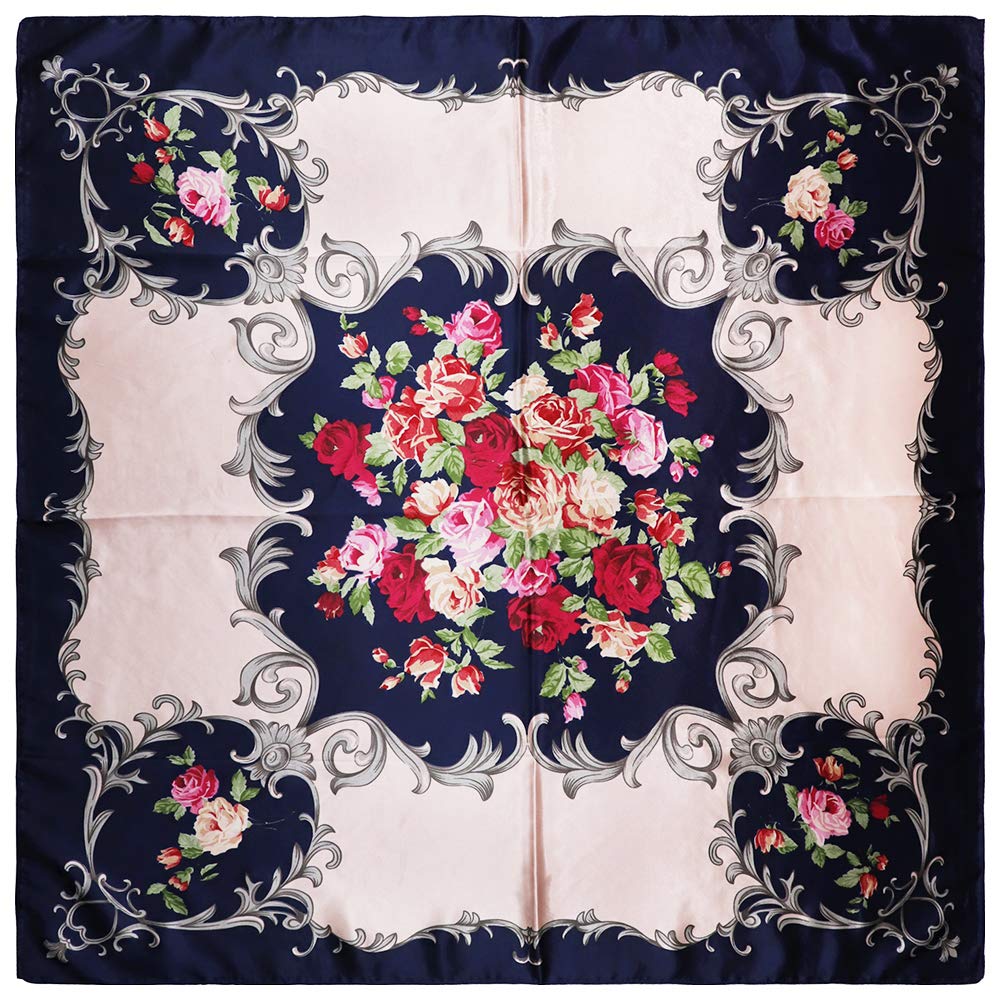 GUSTAVE Silk Like Satin Square Hair Scarf for Women featuring 35x35 in Size | Soft Polyester Fabric