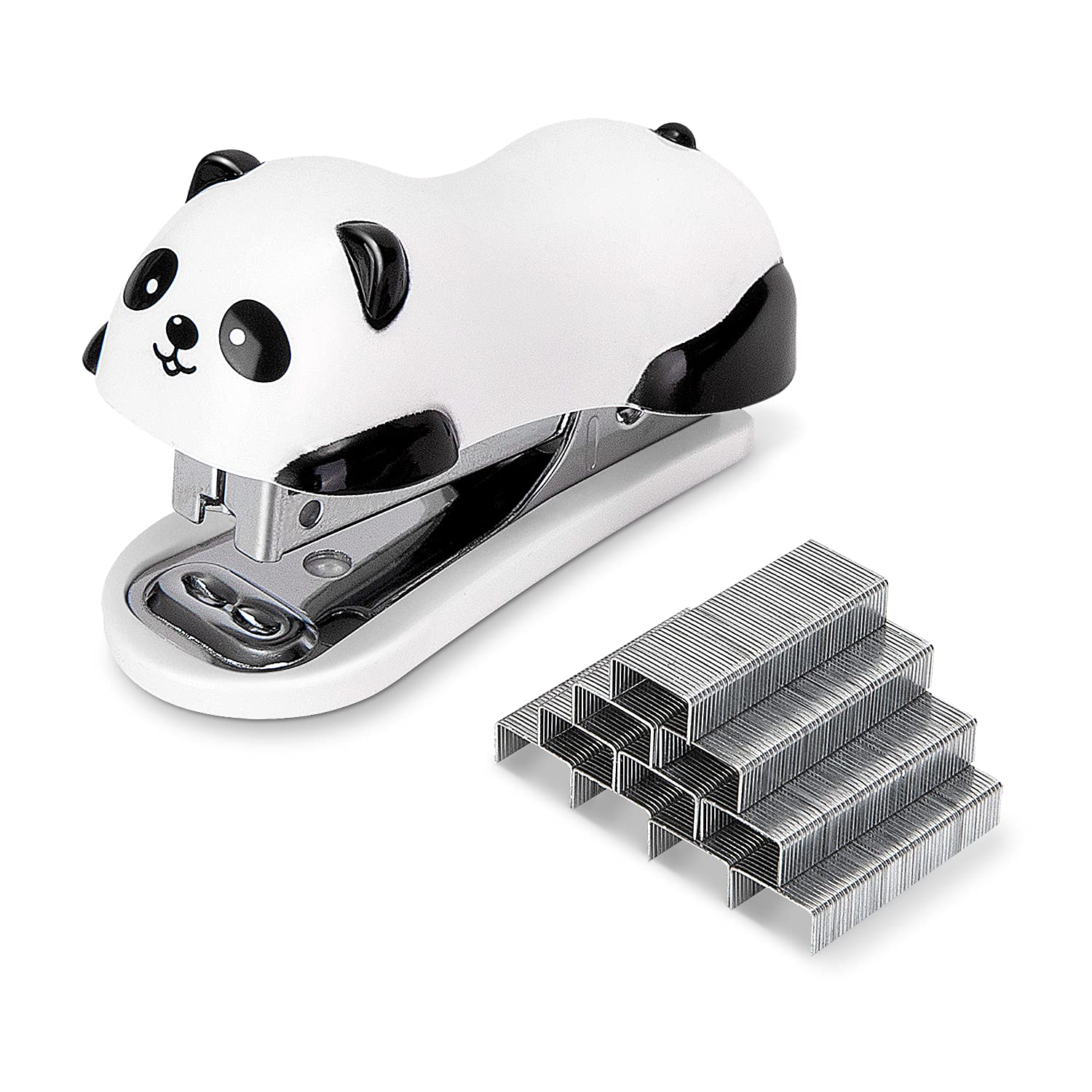 ZIBUYU Cute Panda Stapler Set for Office and School with 1000 Staples & Built-in Remover | Fun Gift for Students