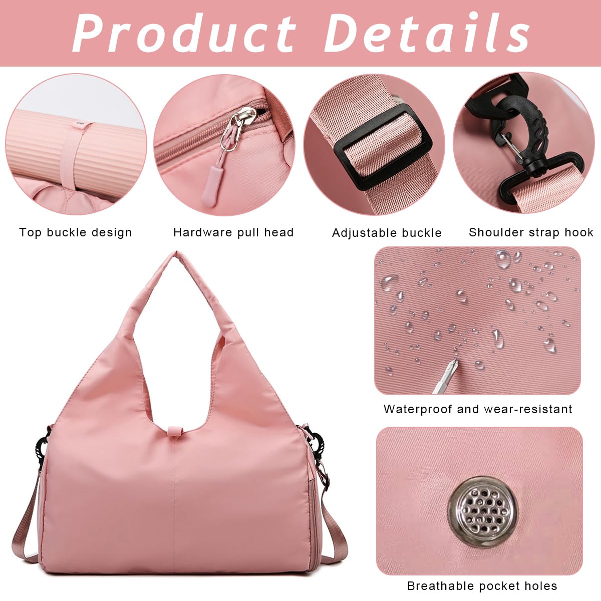 PALAY Women Satchel Handbag for Travel and Gym with Shoes Compartment and Waterproof Oxford Fabric 41x21x25cm