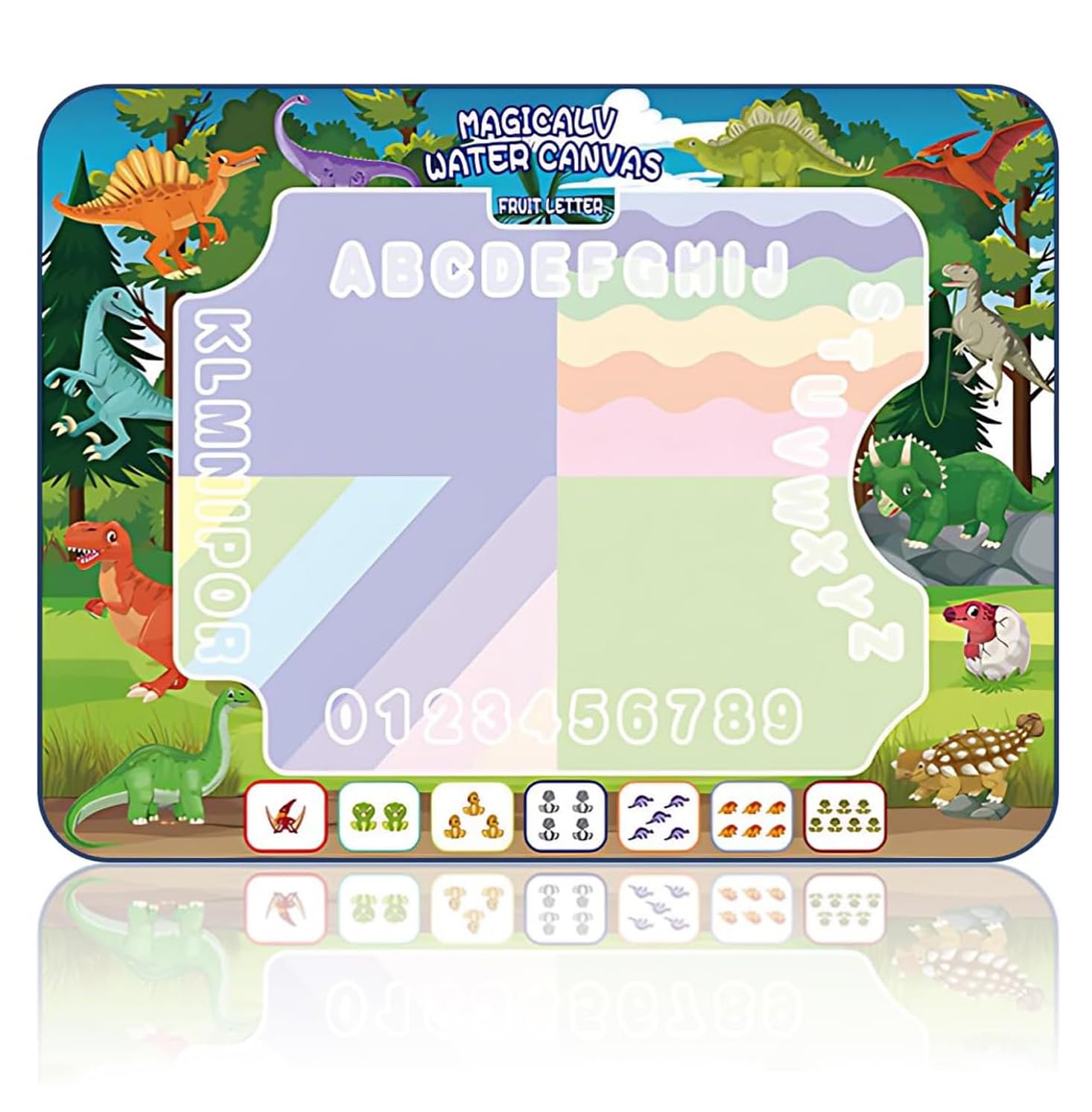 PATPAT Magic Water Doodle Mat for Kids 80x60cm with Water Pens and Shape Templates | Mess-Free Art Fun