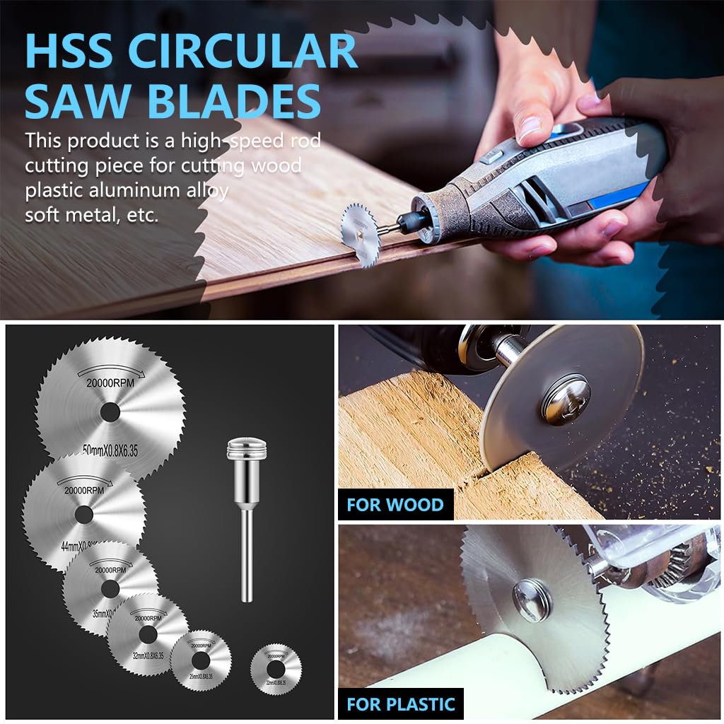 Serplex Rotary Tool Accessories Set for DIY Projects with 44 Pieces and Mandrel Attachments