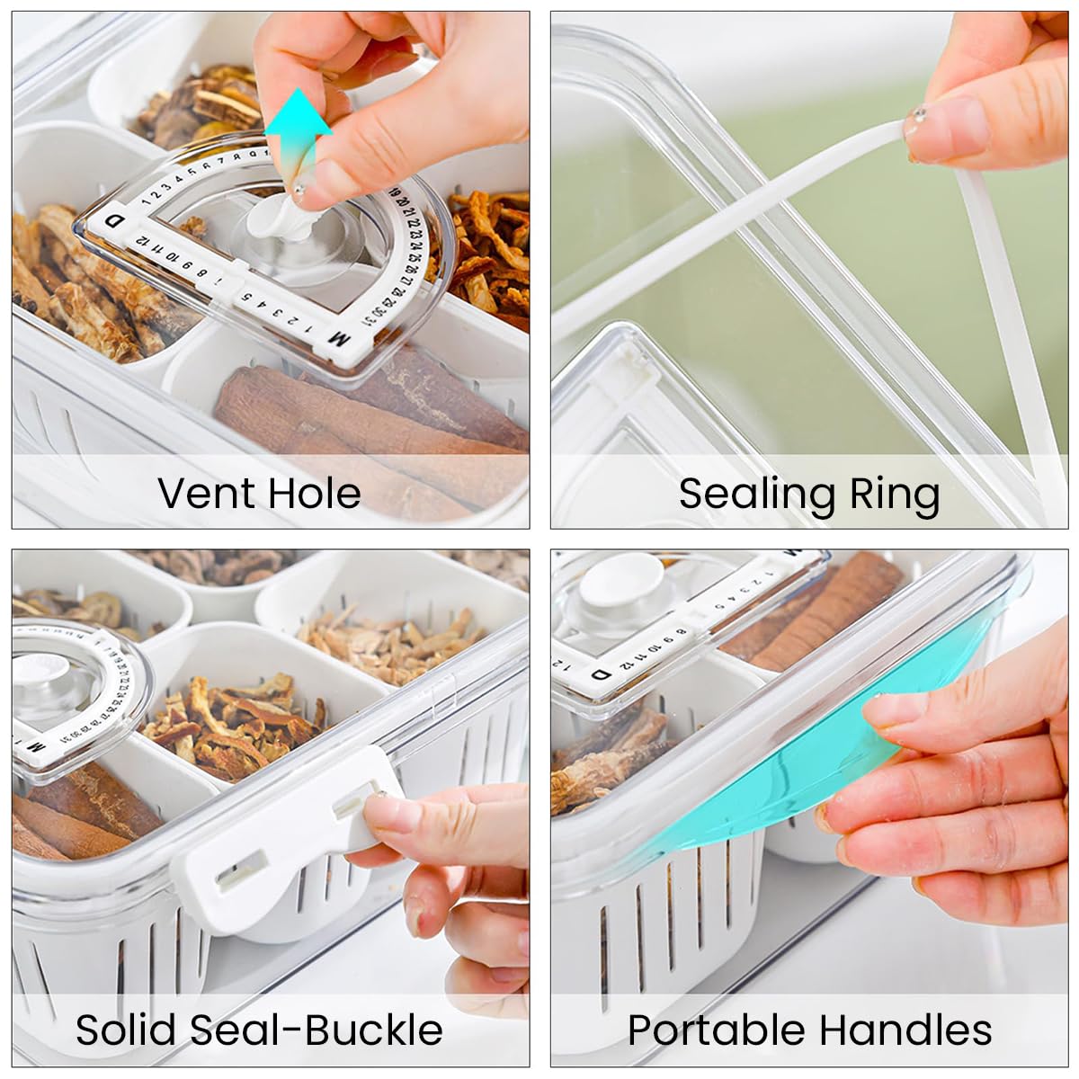 HASTHIP Dry Fruit Box for Snacks and Veggies with 8 Compartments and Draining Baskets | BPA-Free Storage Container