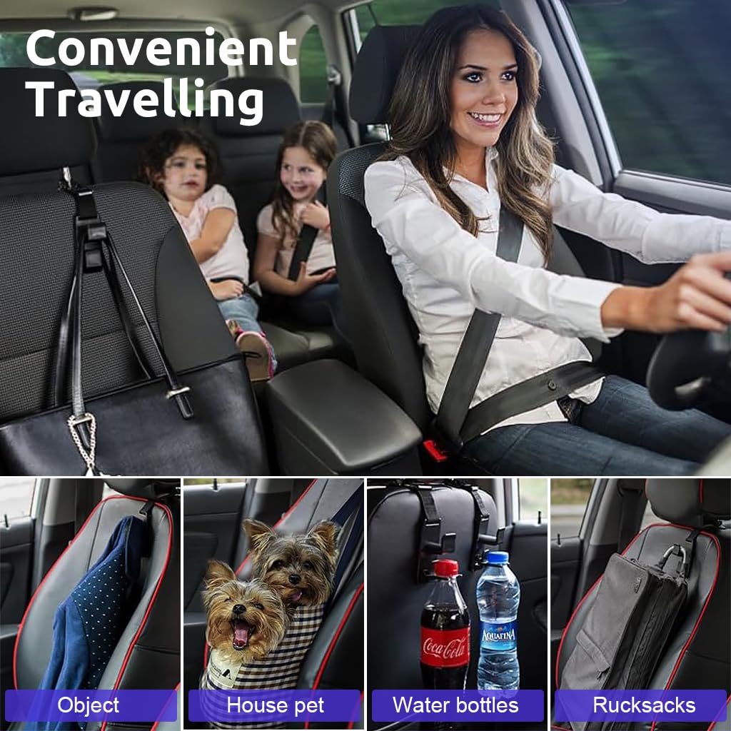 STHIRA Car Headrest Hooks for Backseat Storage with Curved Slot Design 17.6lbs Capacity | 8PCS Durable Plastic Organizer