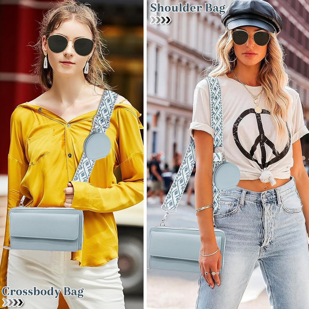 Zibuyu Women Purse Bag for Daily Use with Coin Pouch and Snap-On Phone Pocket | Blue Print PU Crossbody