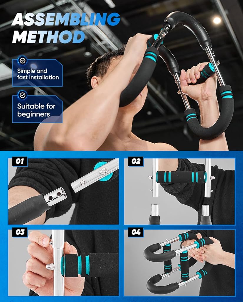 Proberos® Power Twister Arm Strength Trainer with Dual-Bar Design Adjustable Resistance Levels Foam Padded Grip Spring Steel Construction for Upper Body Forearm Wrist Strength Training 2PCS