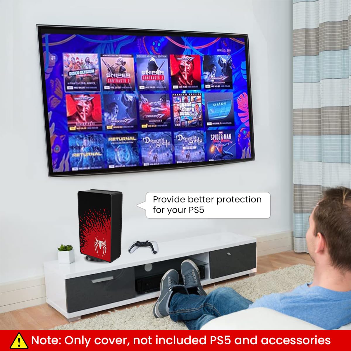 Dust Cover for PS5 Console with Oxford Cloth Protection and Pre Cut Port Access | Fits Disc and Digital Edition