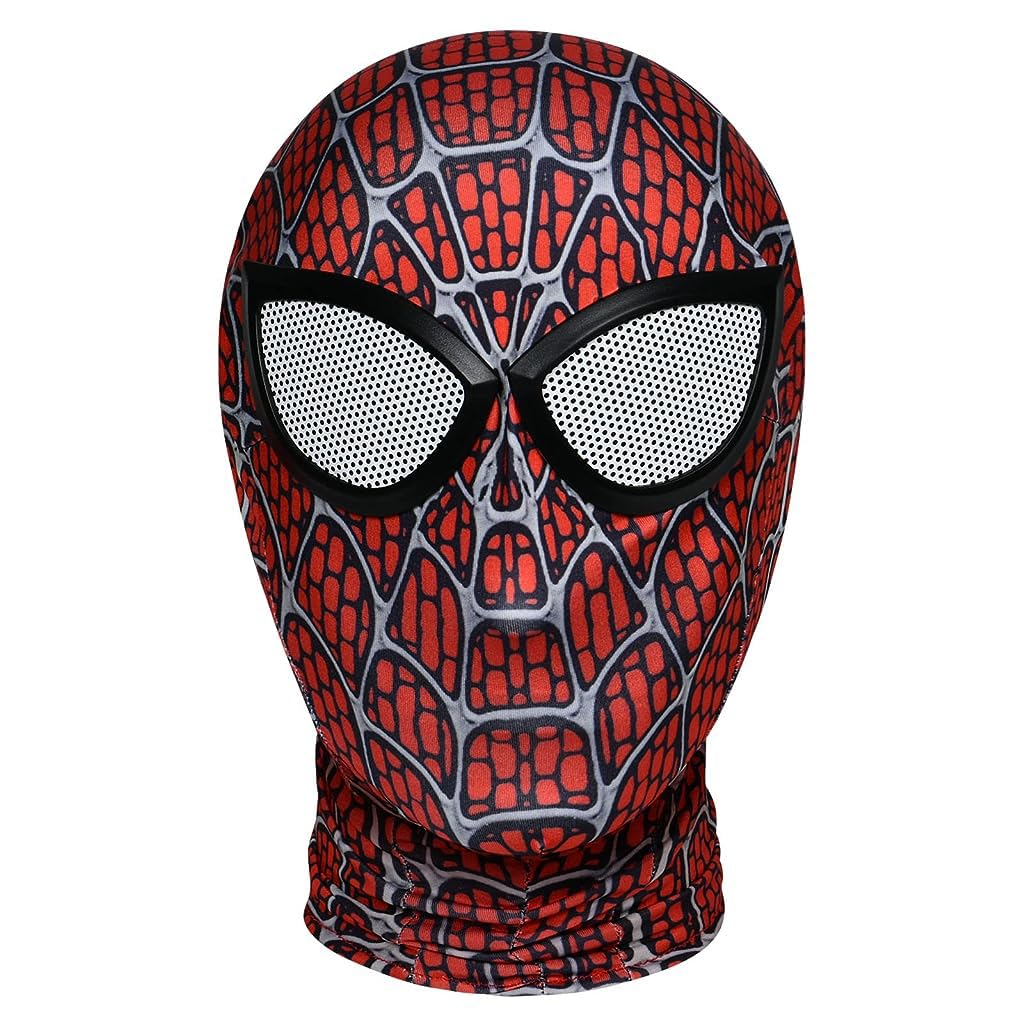 FANCYKU® 3D Spider-Man Mask, Spiderman Masks Spider Man Cosplay Costumes Superhero Lenses, Superhero Costume Mask for Adult Kids, Role Play Superhero Masks for Halloween Masquerade Cosplay (Dark Red)