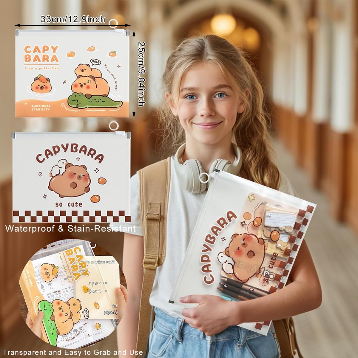 Climberty Capybara Cartoon Stationery Set for School and Gifts with A5 Coil Notebook | Cute Supplies for Girls