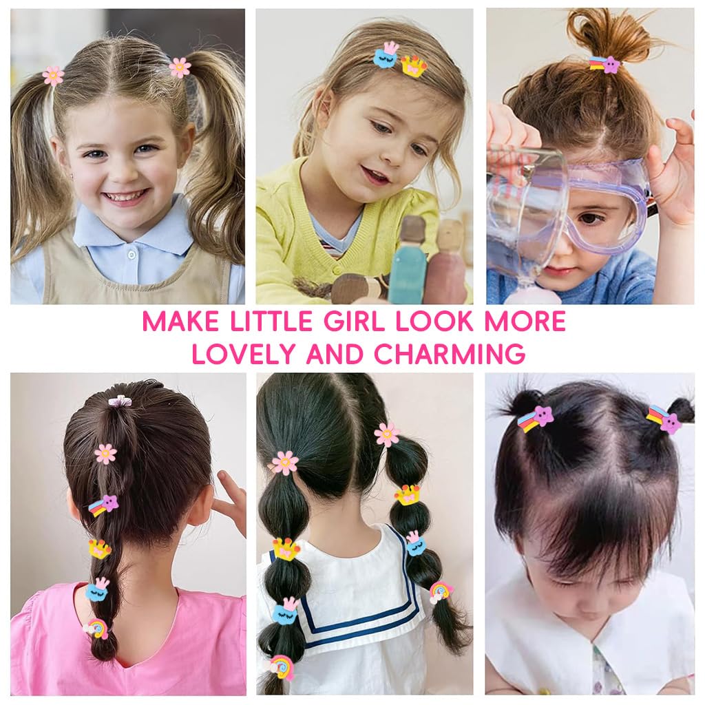 SANNIDHI Hair Elastics for Girls with 30 Colorful Kawaii Ties and Storage Box | Soft Stretchy Loops