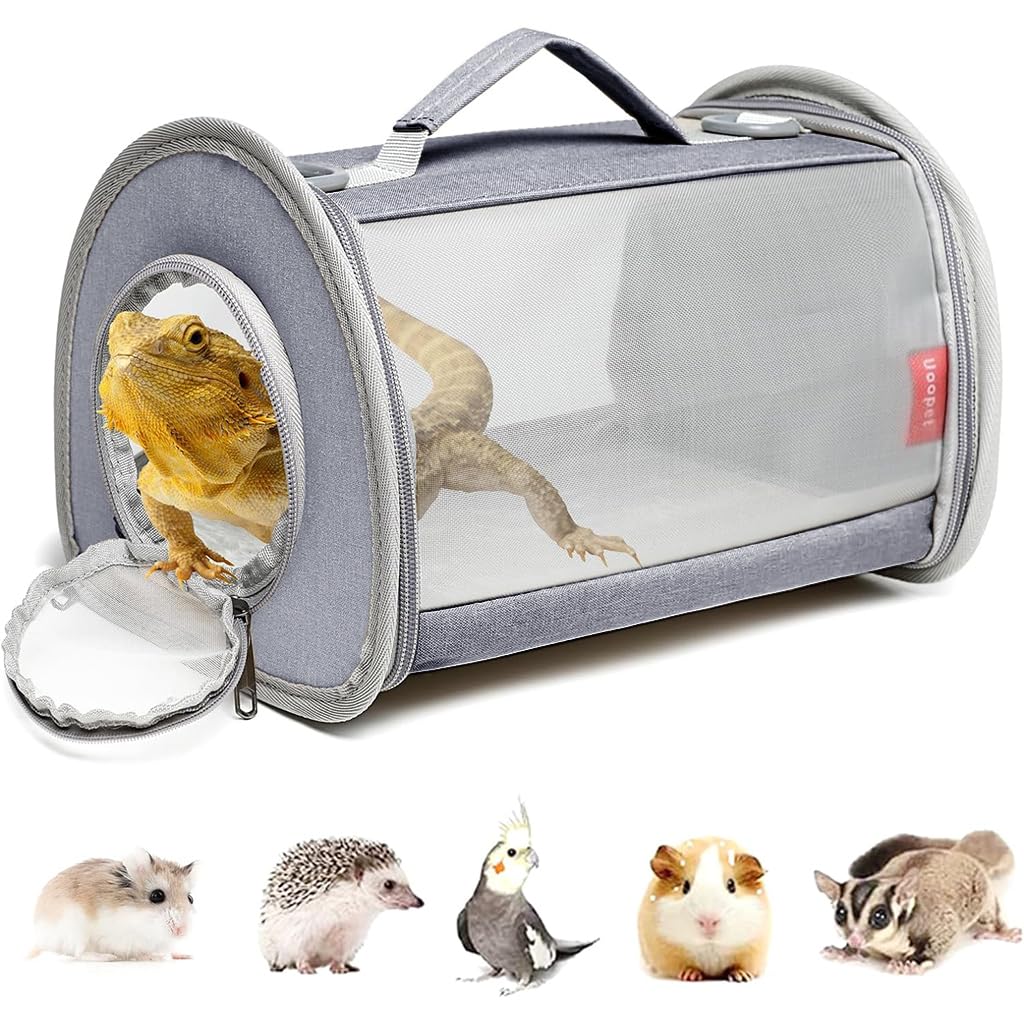 Qpets Small Animal Carrier for Travel with 30x25x27cm Ventilated Design and Transparent Door