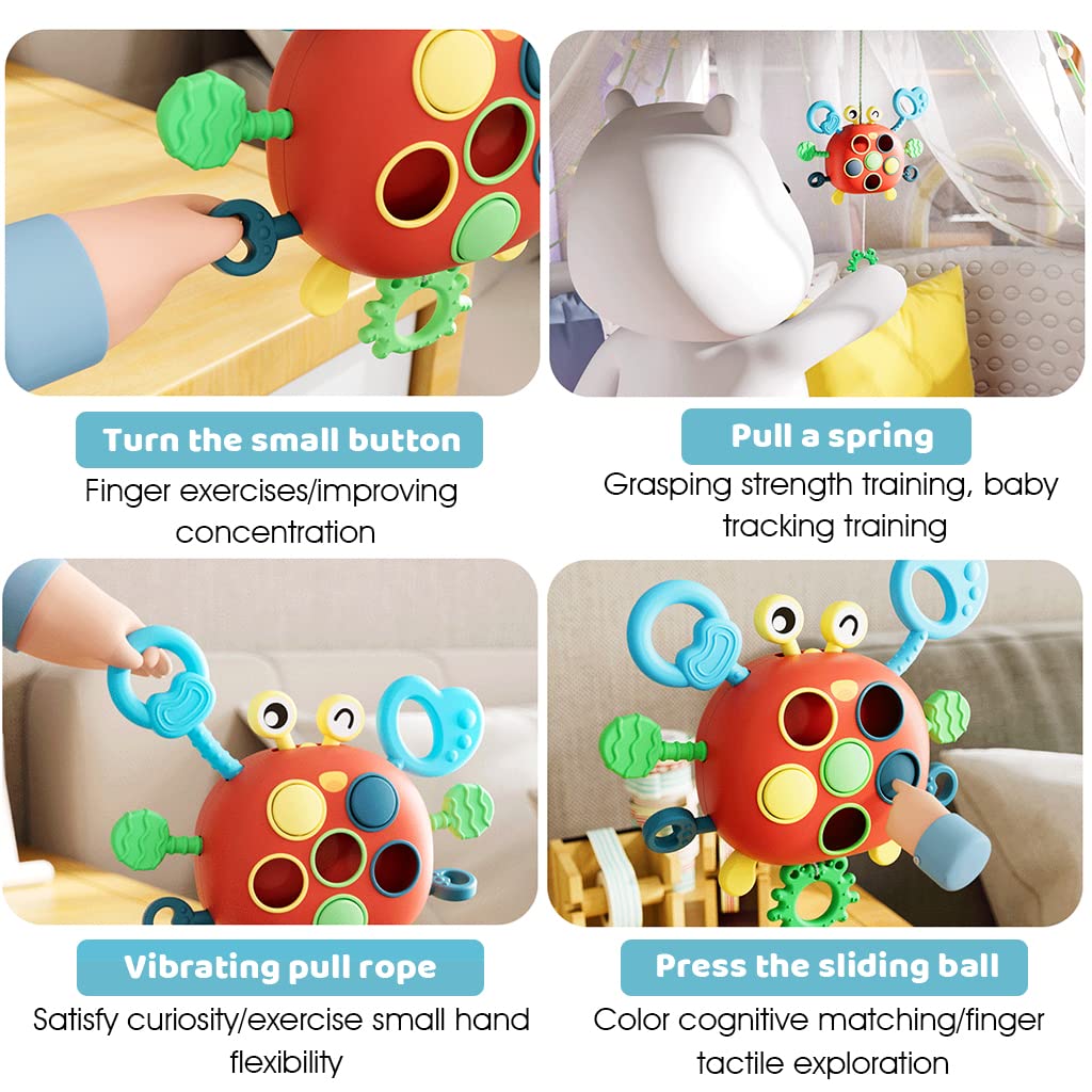 PATPAT Sensory Toys for Kids featuring 6 Pull Bars & 3 Press Spots with Silicone UFO Design | Safe Baby Educational Toy