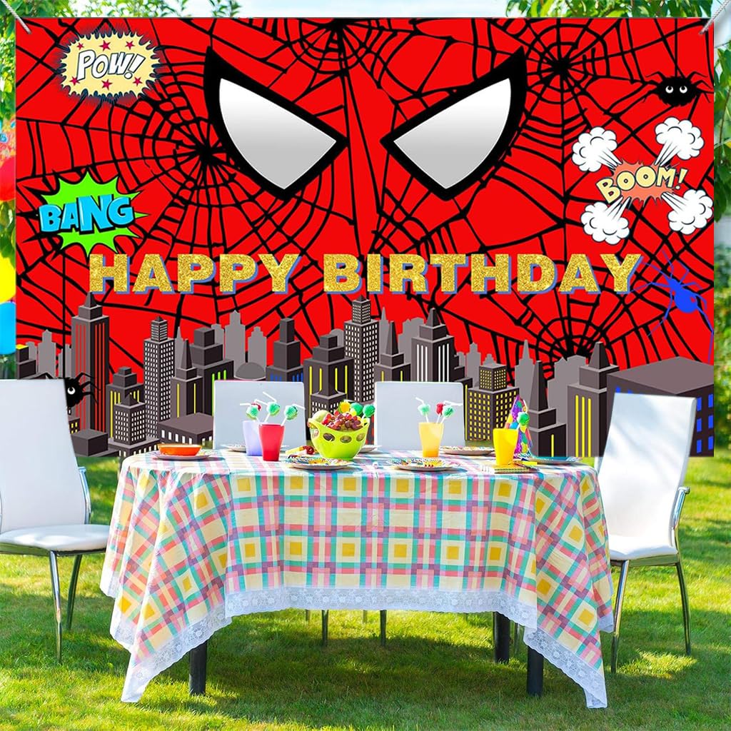 HANNEA Superhero Birthday Backdrop for Kids Party featuring HD Printing & Vinyl Material 6×4ft
