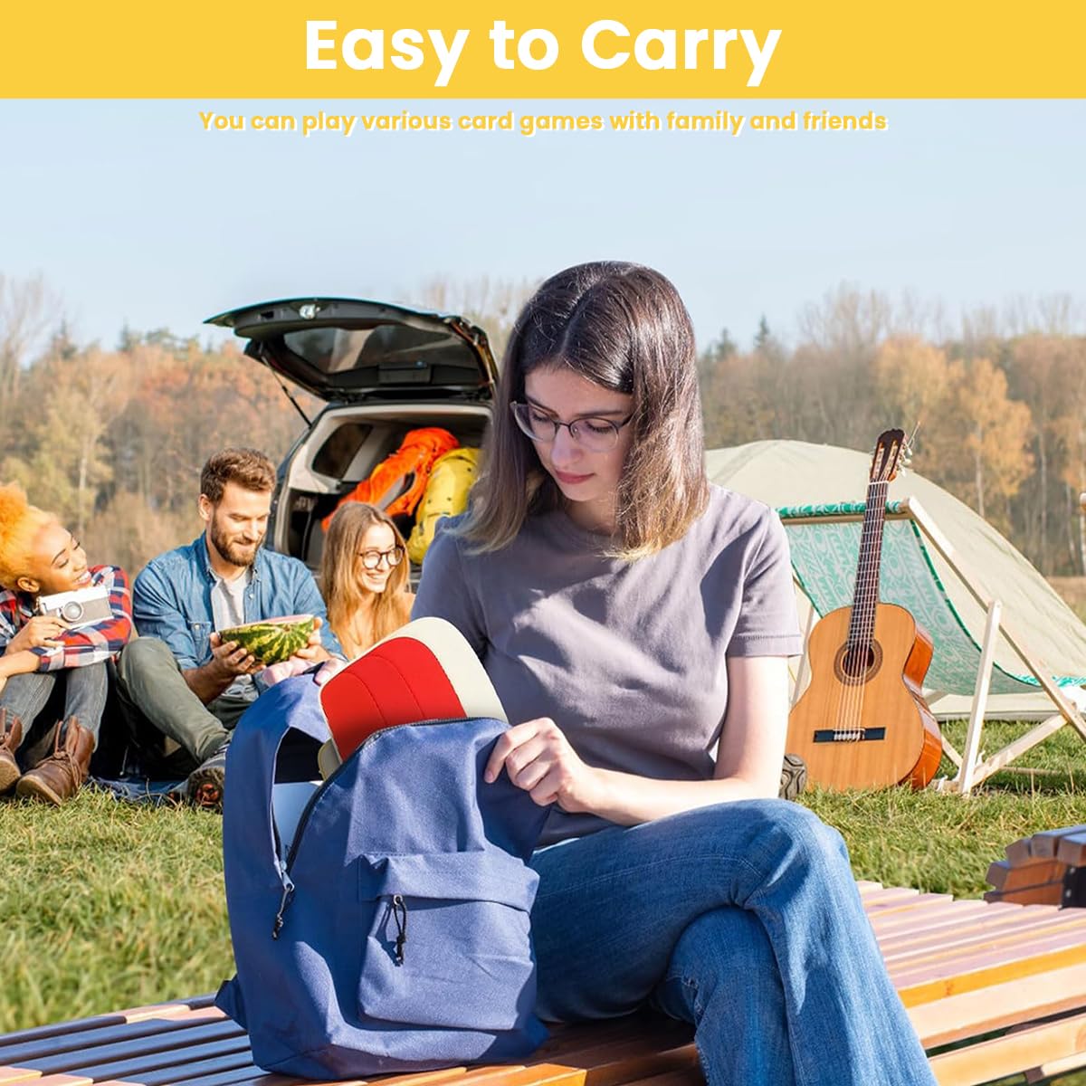 ZIBUYU Card Holders for Playing Cards with 3 Layer Stepped Display and Foldable Stand | 2pcs Red and Yellow Set