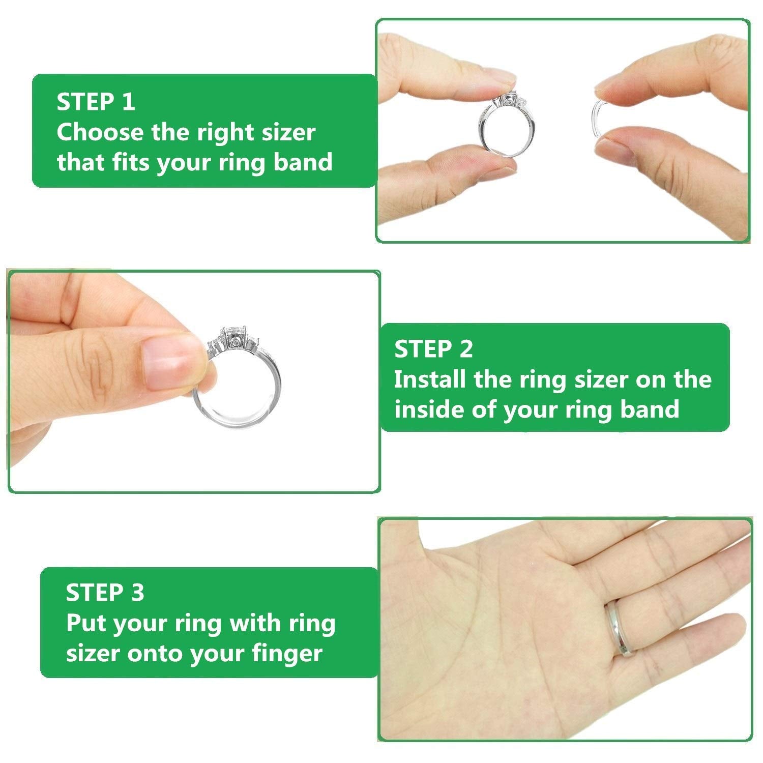 PALAY Invisible Ring Size Adjuster for Loose Rings with 8 Sizes and Soft Silicone Fit | Unisex