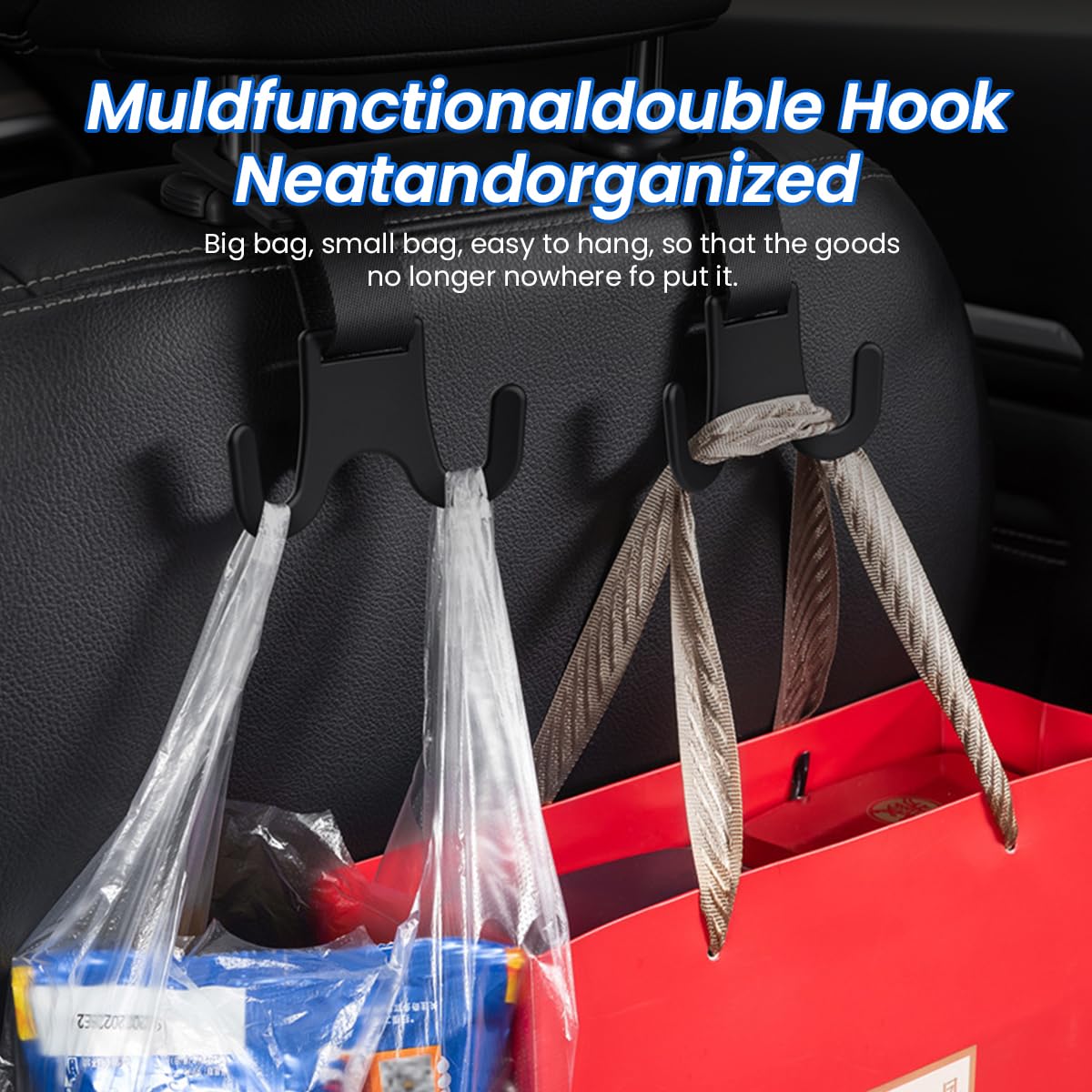 STHIRA Car Headrest Hook for Handbags and Backpacks featuring 2pcs Dual-Grip Design | Plastic Universal Organizer