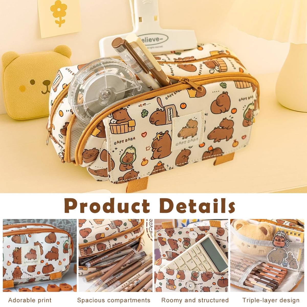 Climberty Capybara Cartoon Stationery Set for School and Gifts with A5 Coil Notebook | Cute Supplies for Girls