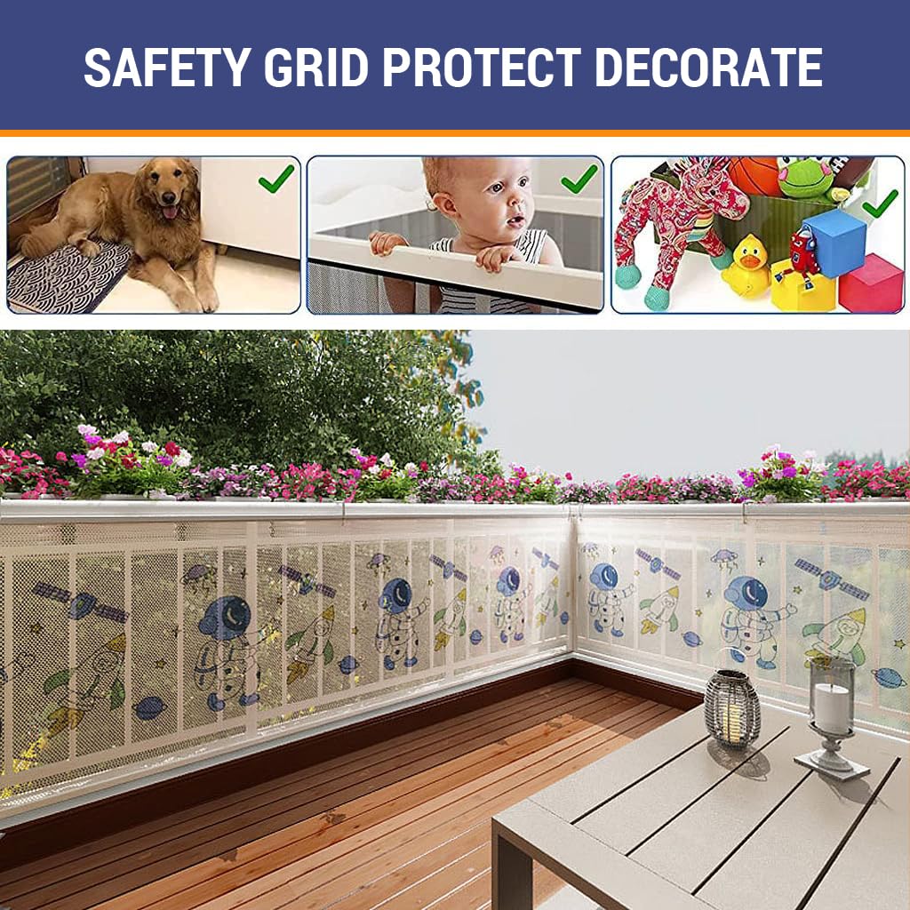 SNOWIE SOFT Baby Safety Net for Stairs and Balcony 19.7ft x 2.59ft with Dense Mesh | 75 Zip Ties