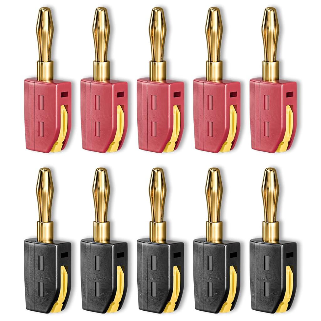 ZORBES® Solderless Quick-Connect 4mm Banana Plug, Gold-Plated Lantern Contact, 32A High-Current Connector for Power Testing and Electrical Engineering