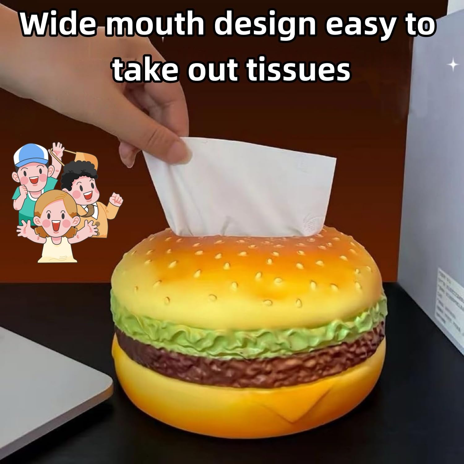 HASTHIP Burger Tissue Box for Home Car and Office featuring Creative Fun Design | Gift Organizer
