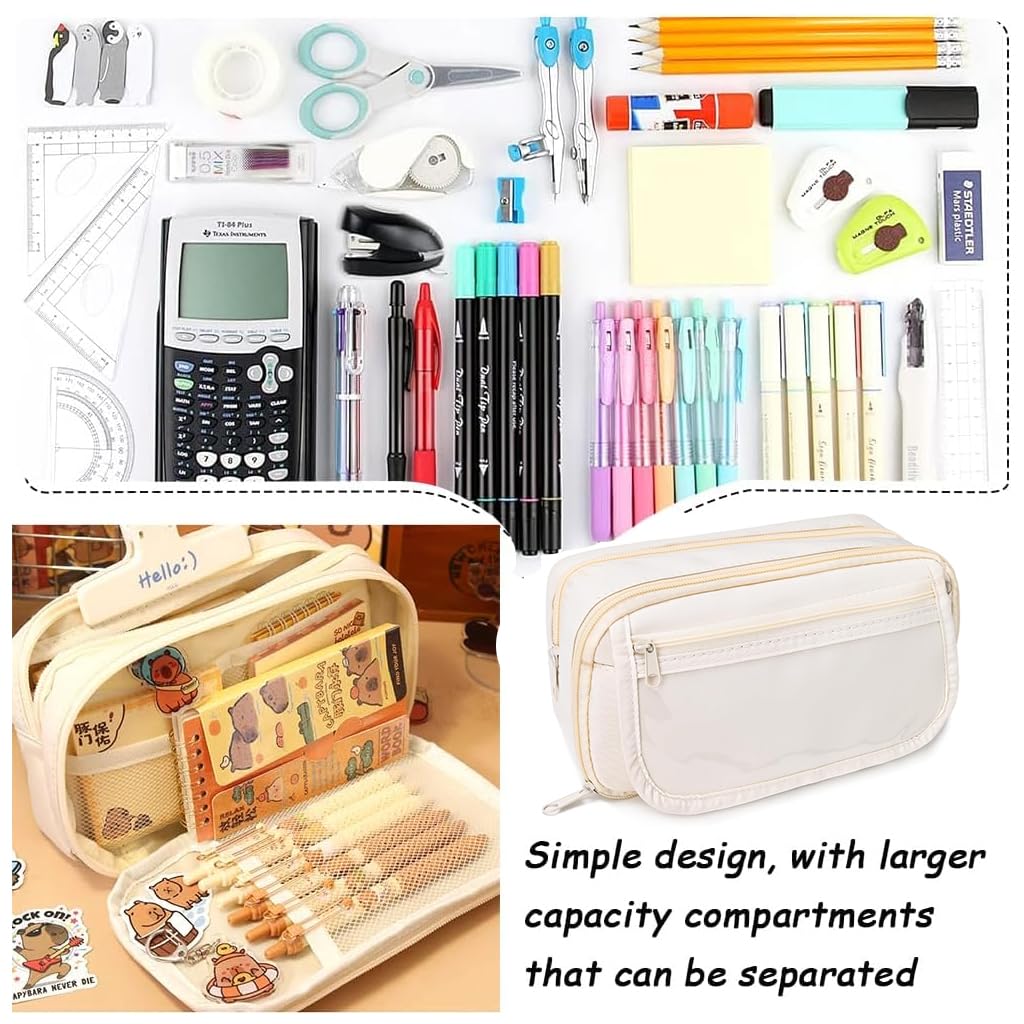Zibuyu Pencil Pouch for School and Office Supplies with Multi Layer Mesh Pockets Organizer
