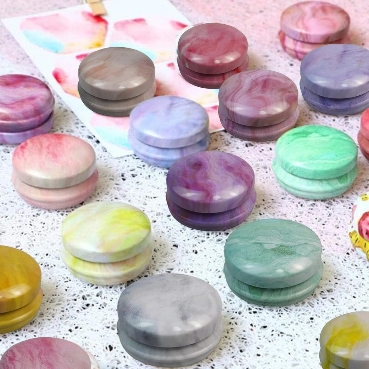 MAYCREATE Metal Can Tinned Iron Round Box Set for DIY Crafts with Lids 12pcs 20ml | Candy Soap Candle Storage