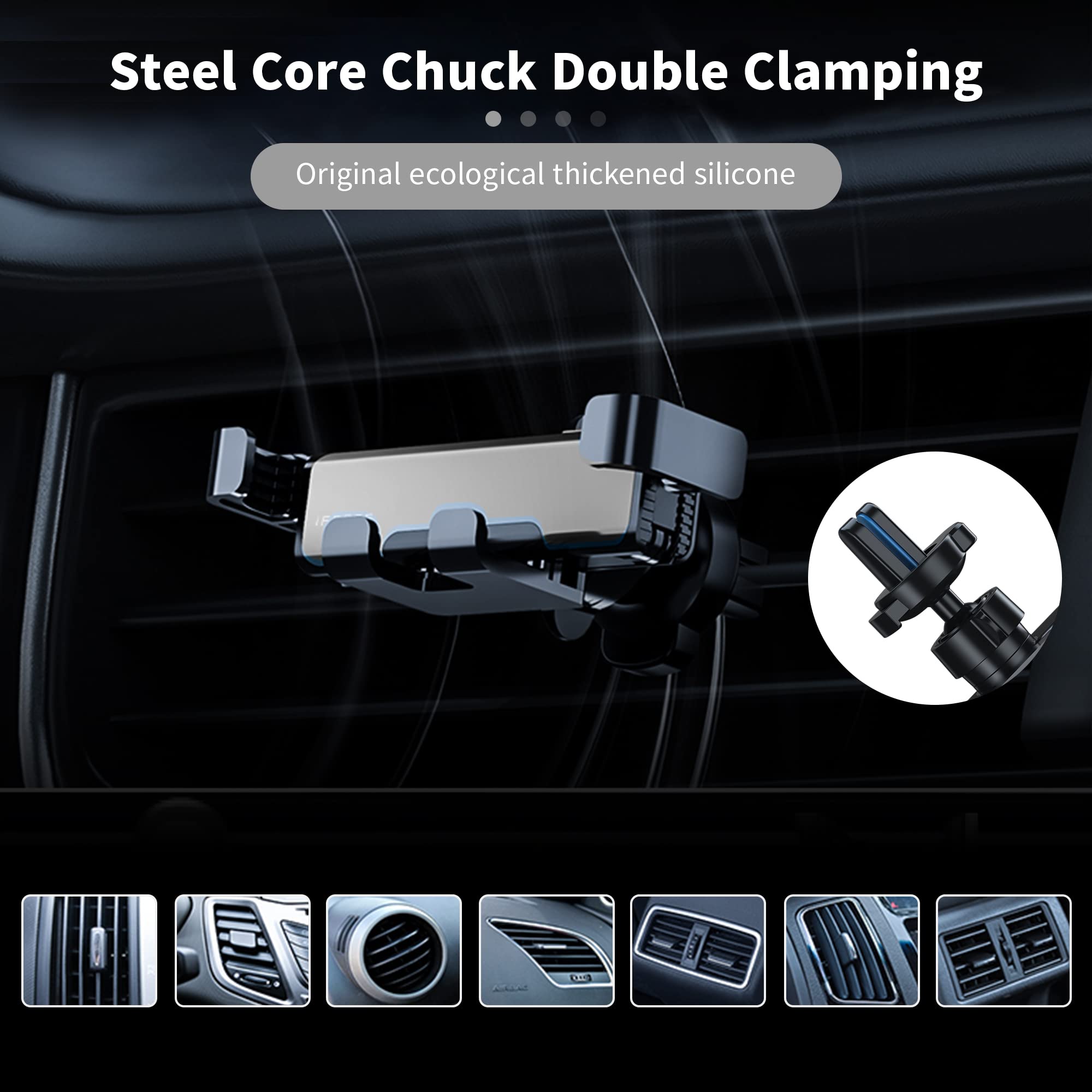 ZORBES Car Phone Holder for Air Vent with 360° Rotation and Auto Bouncing Claws | Metal Clip Base